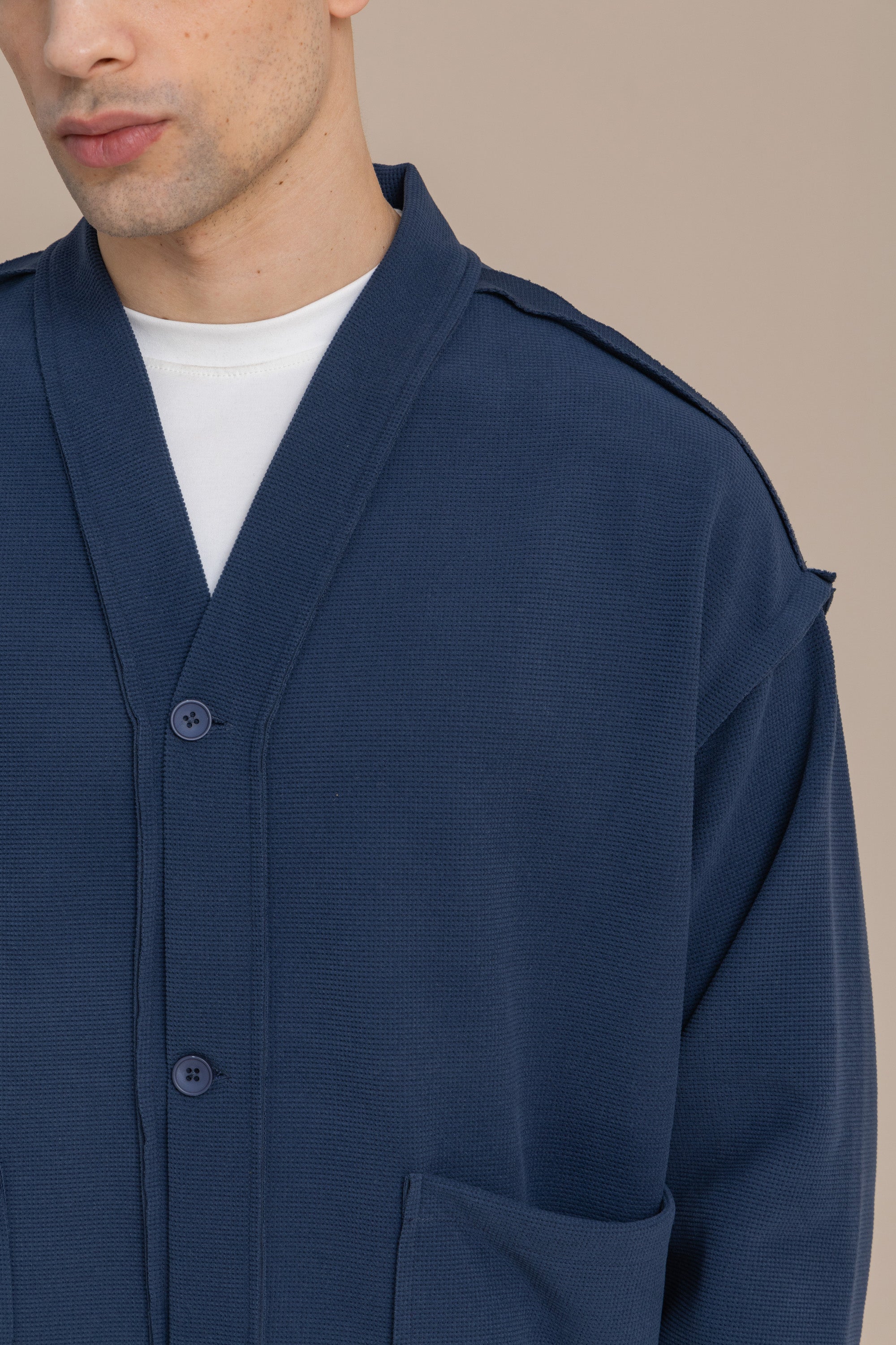 Navy Textured Cardigan Navy Textured Cardigan