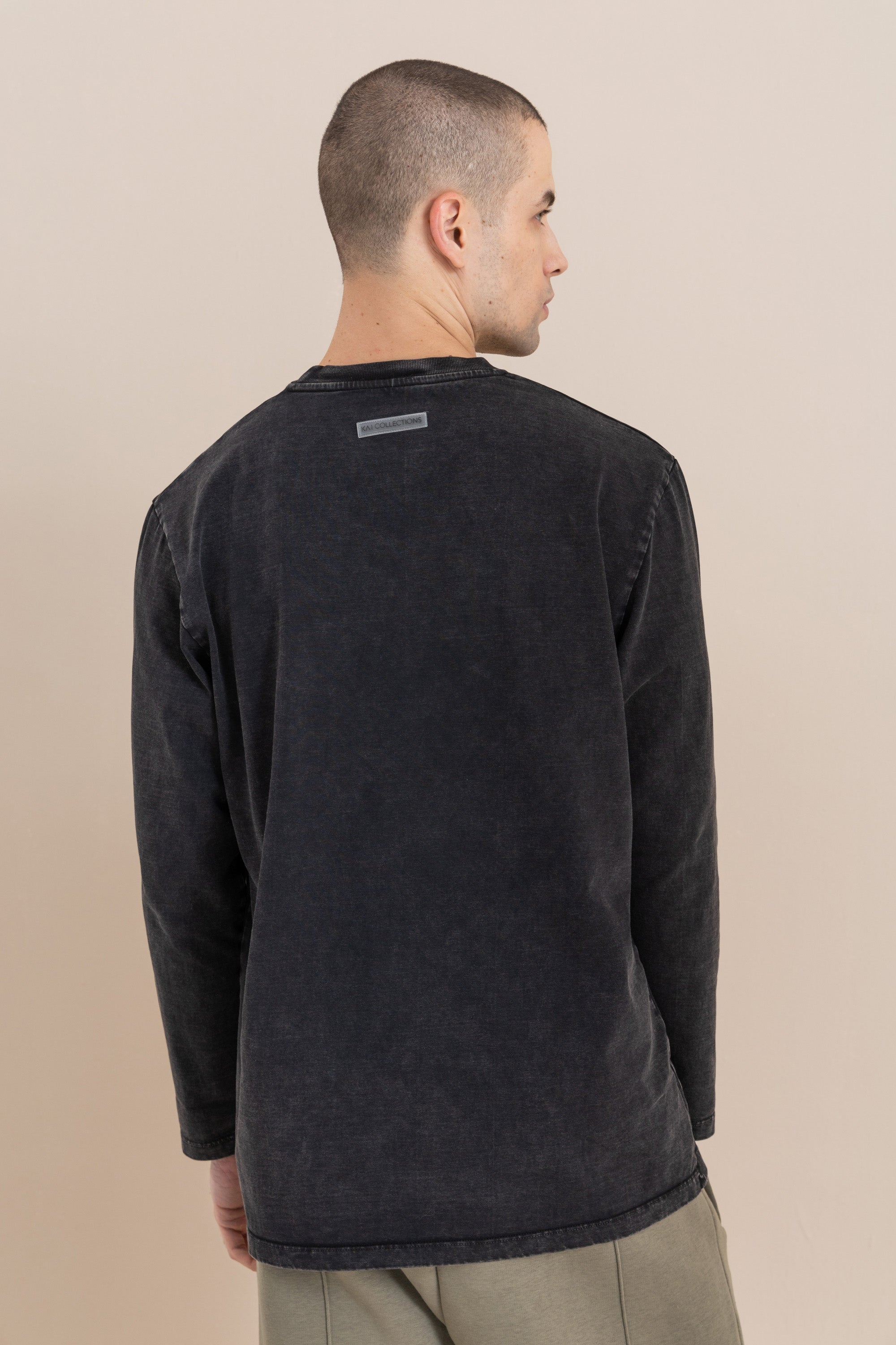 Black Acid Wash Long Sleeve T-Shirt