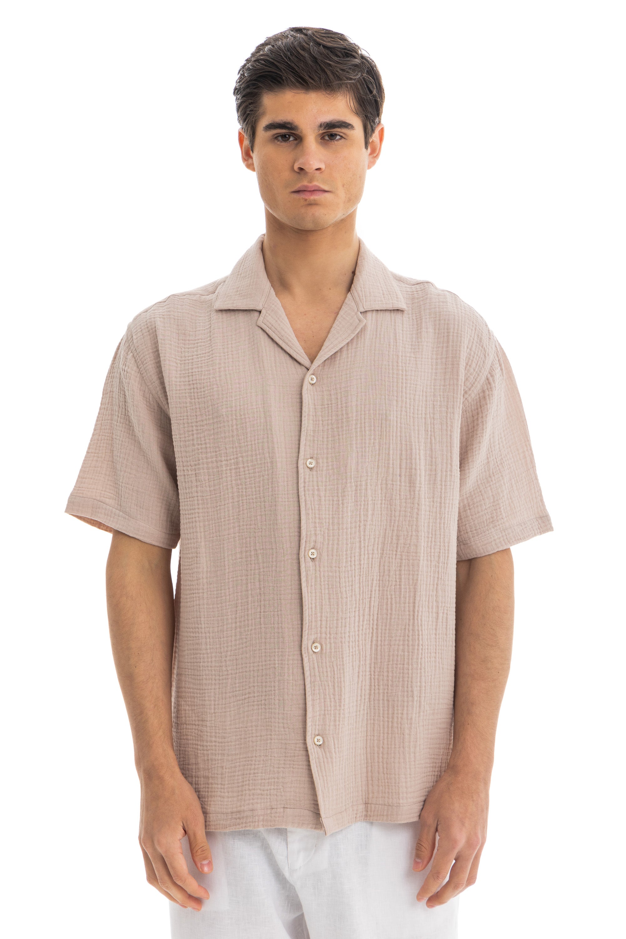 Beige Crinkle Texture Shirt