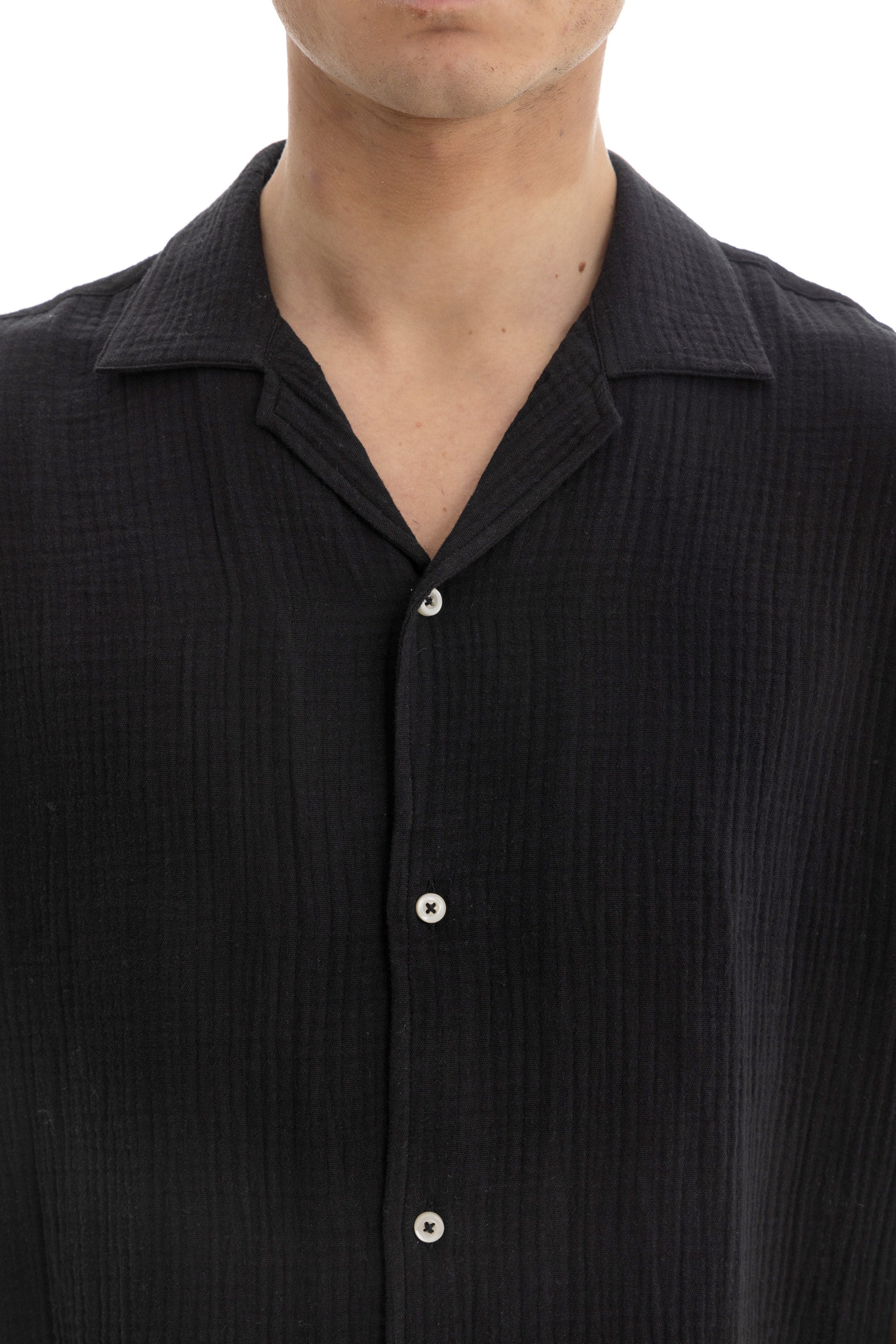 Black Crinkle Texture Shirt