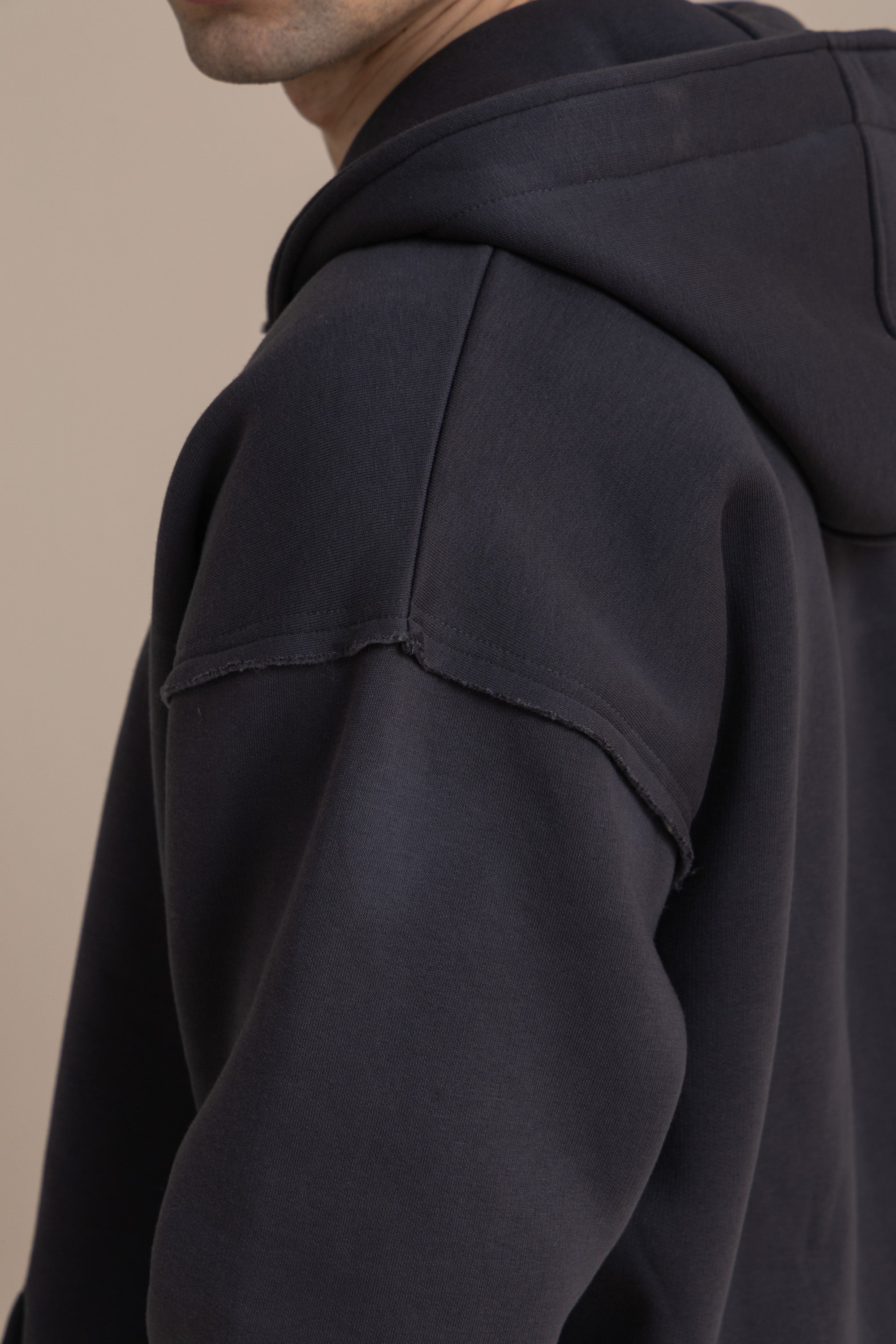 Charcoal Zip Up Distressed Hoodie Charcoal Zip Up Distressed Hoodie