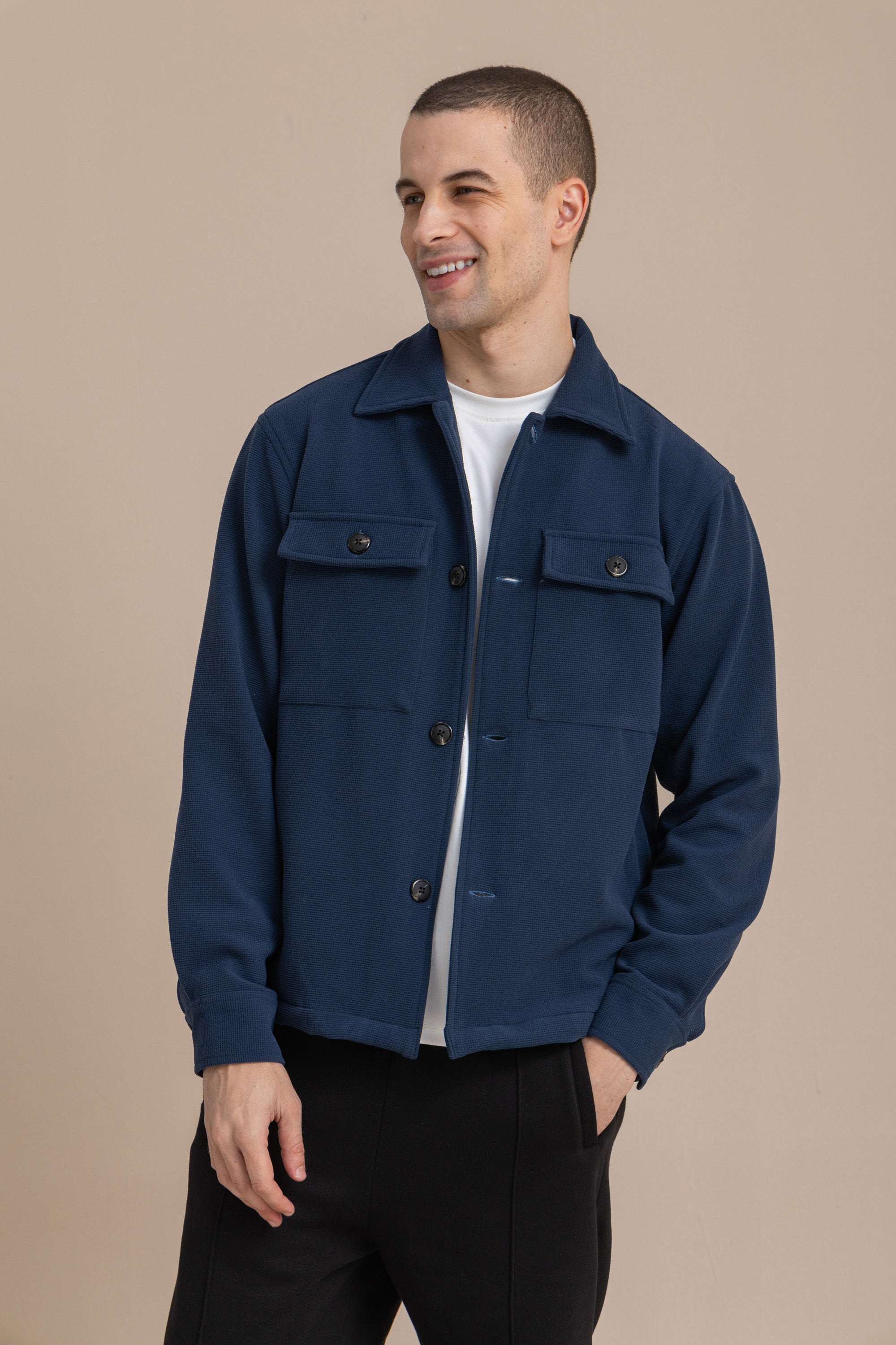 Navy Textured Over Shirt