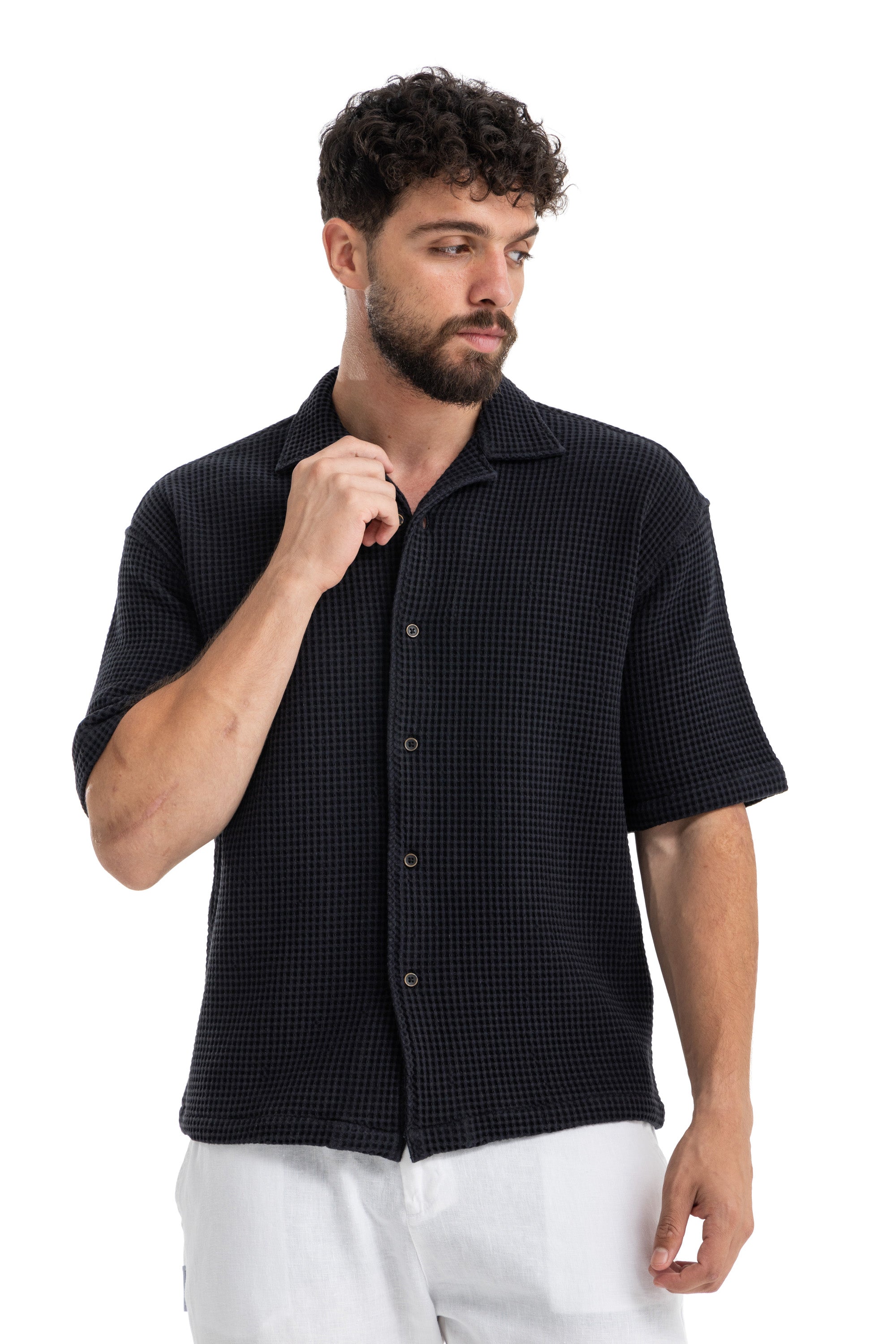 Black Waffle Texture Shirt