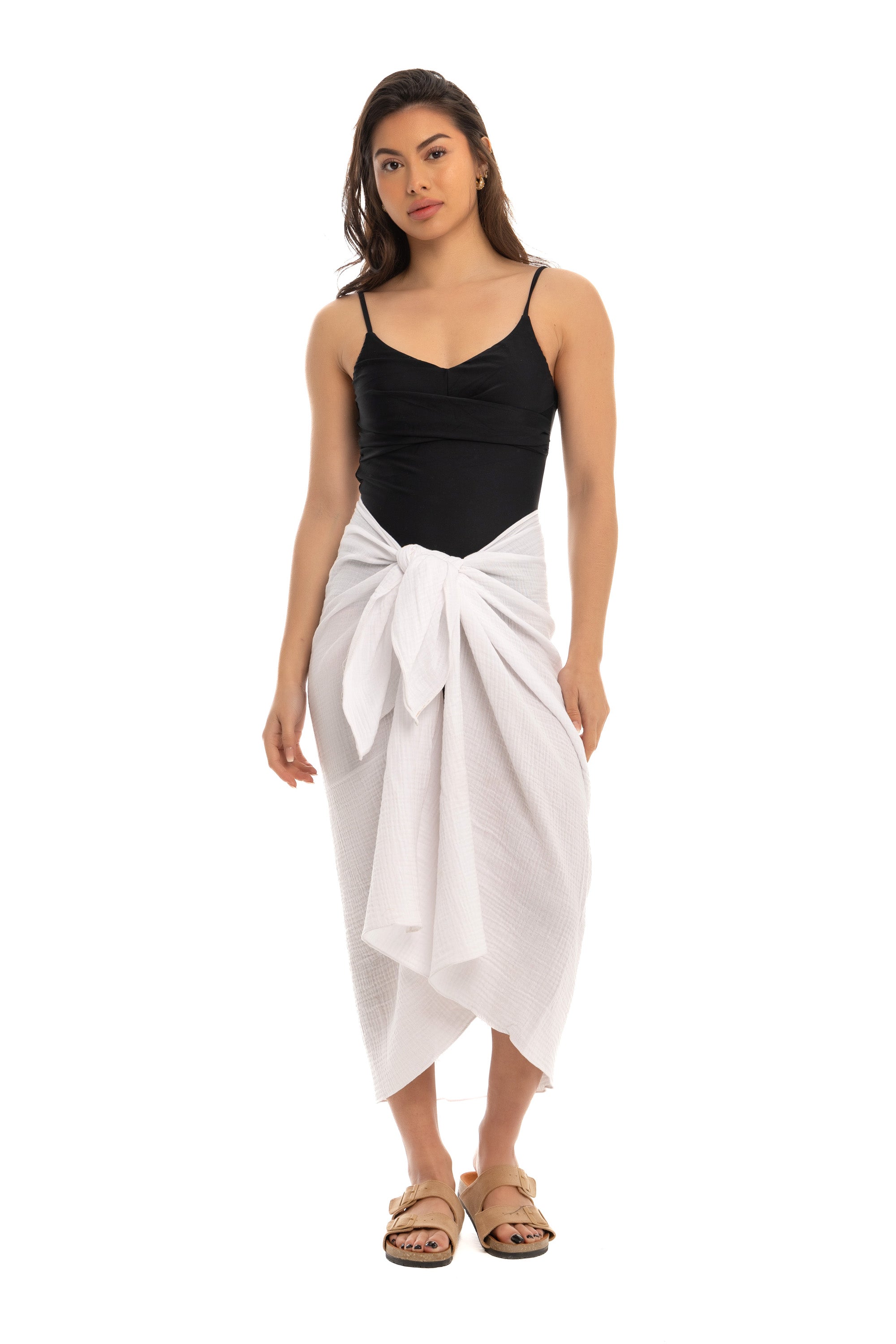 White Cotton Crinkle Sarong Wrap White Cotton Crinkle Sarong Wrap
