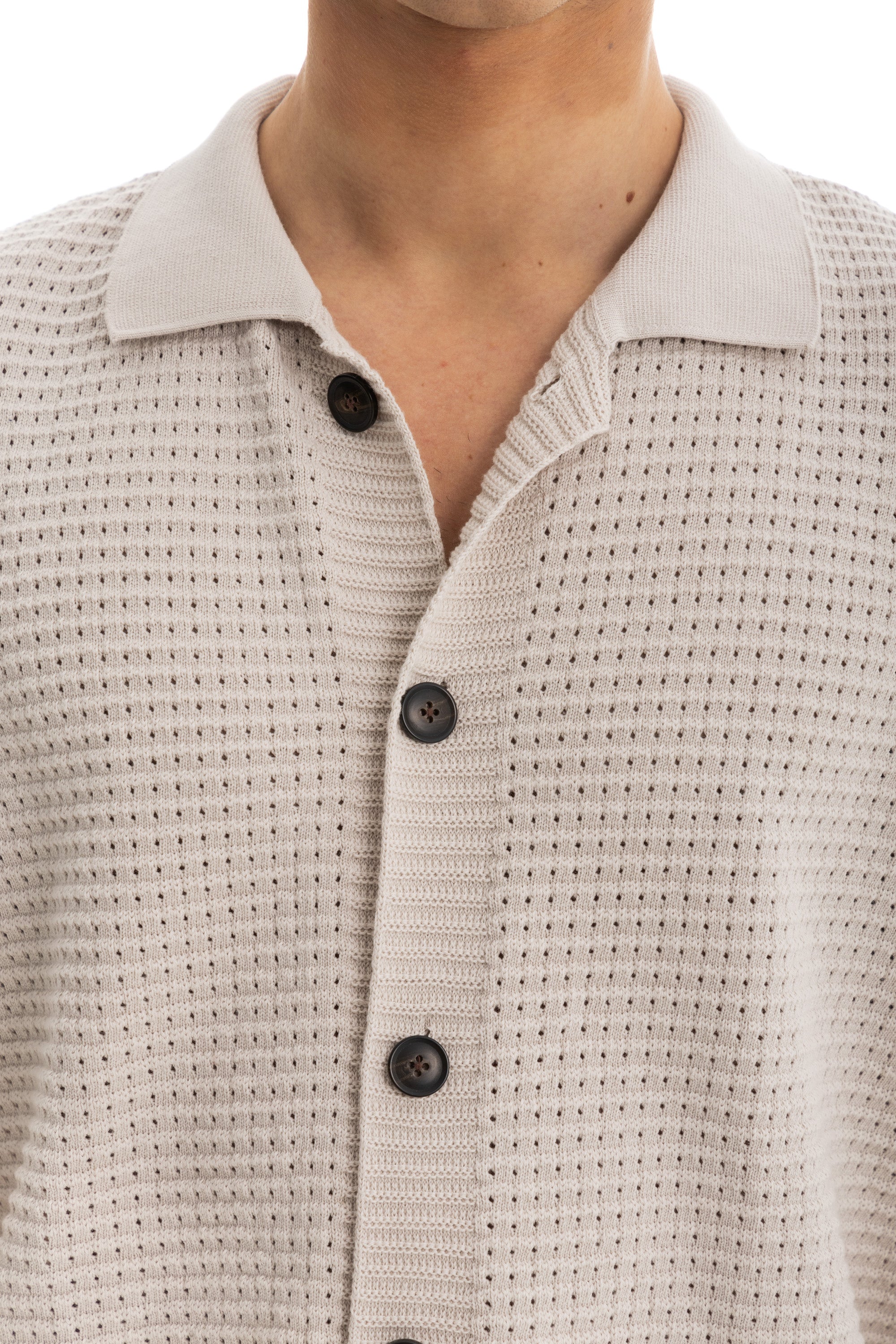 Beige Short Sleeve Knitted Shirt