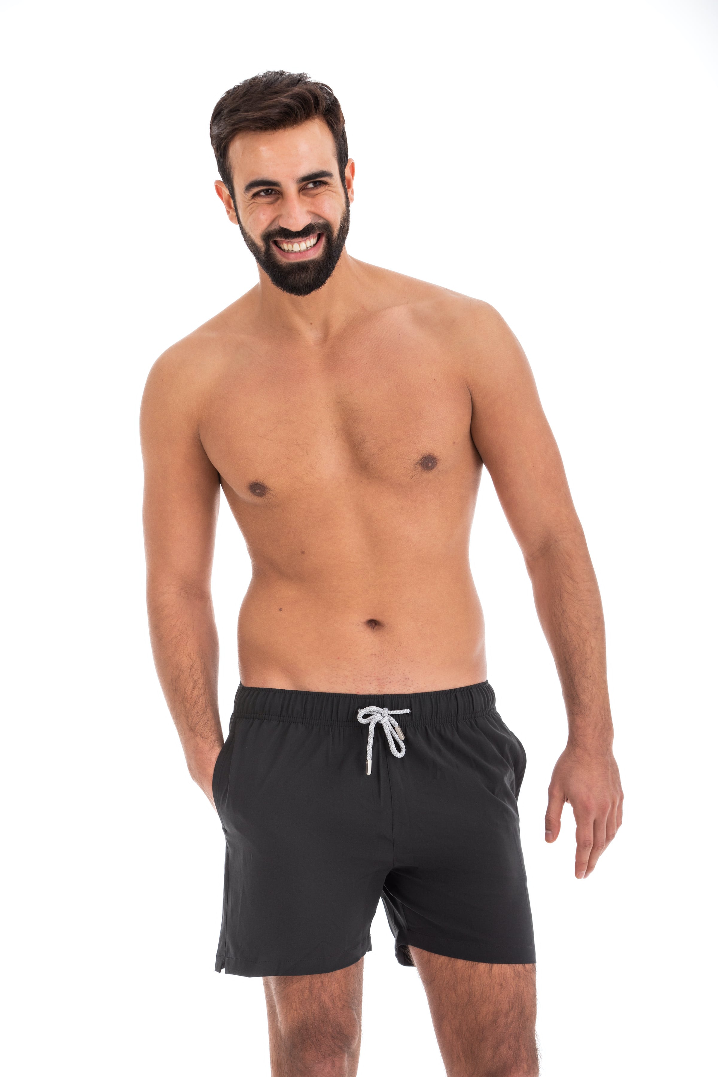 Solid Black Swim Shorts (4 Way Stretch) Solid Black Swim Shorts (4 Way Stretch)
