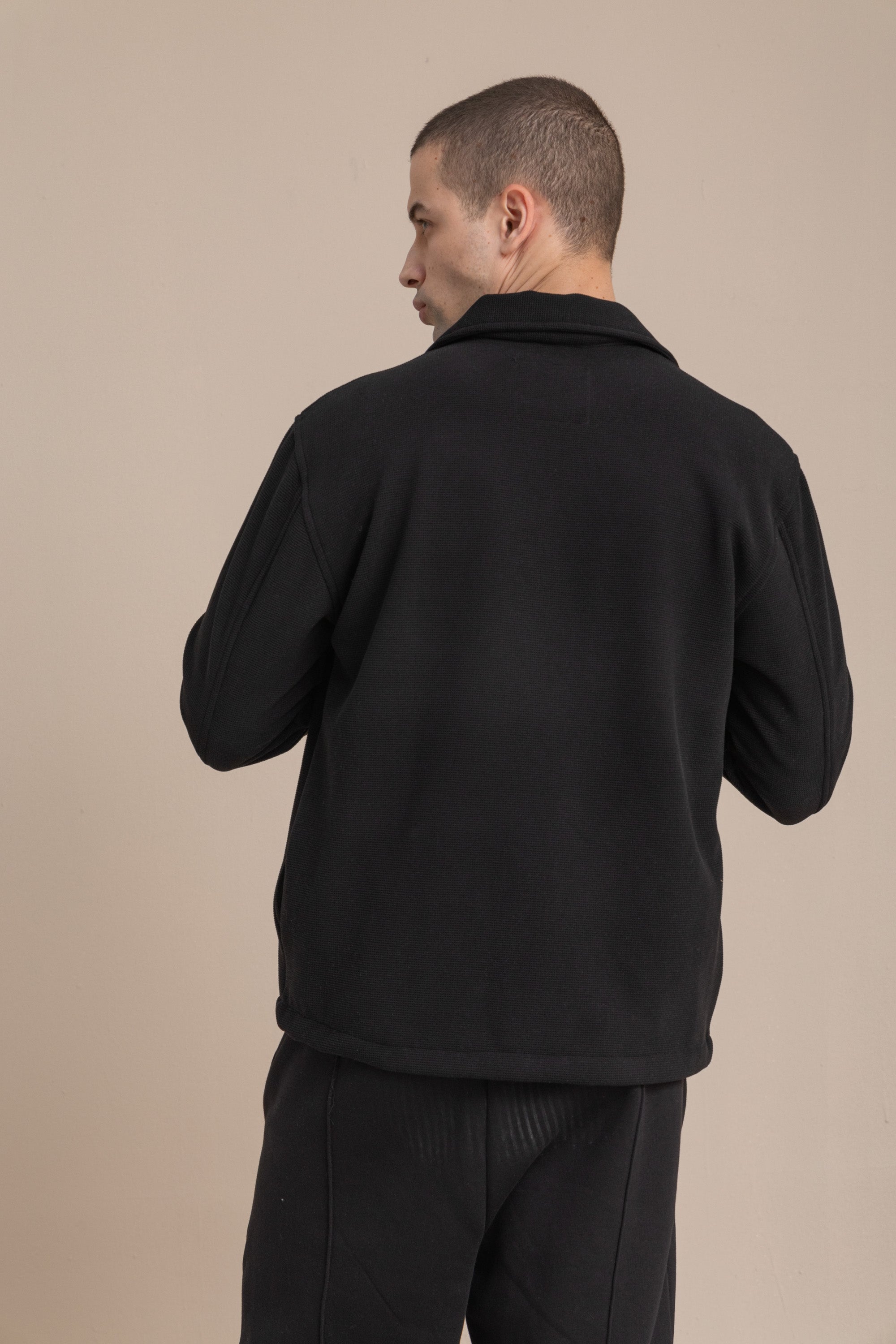 Black Textured Over Shirt