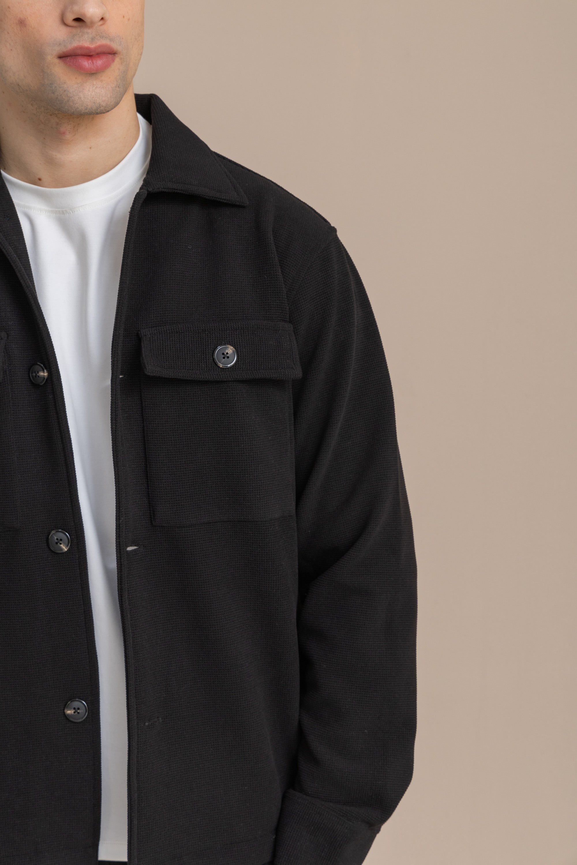 Black Textured Over Shirt