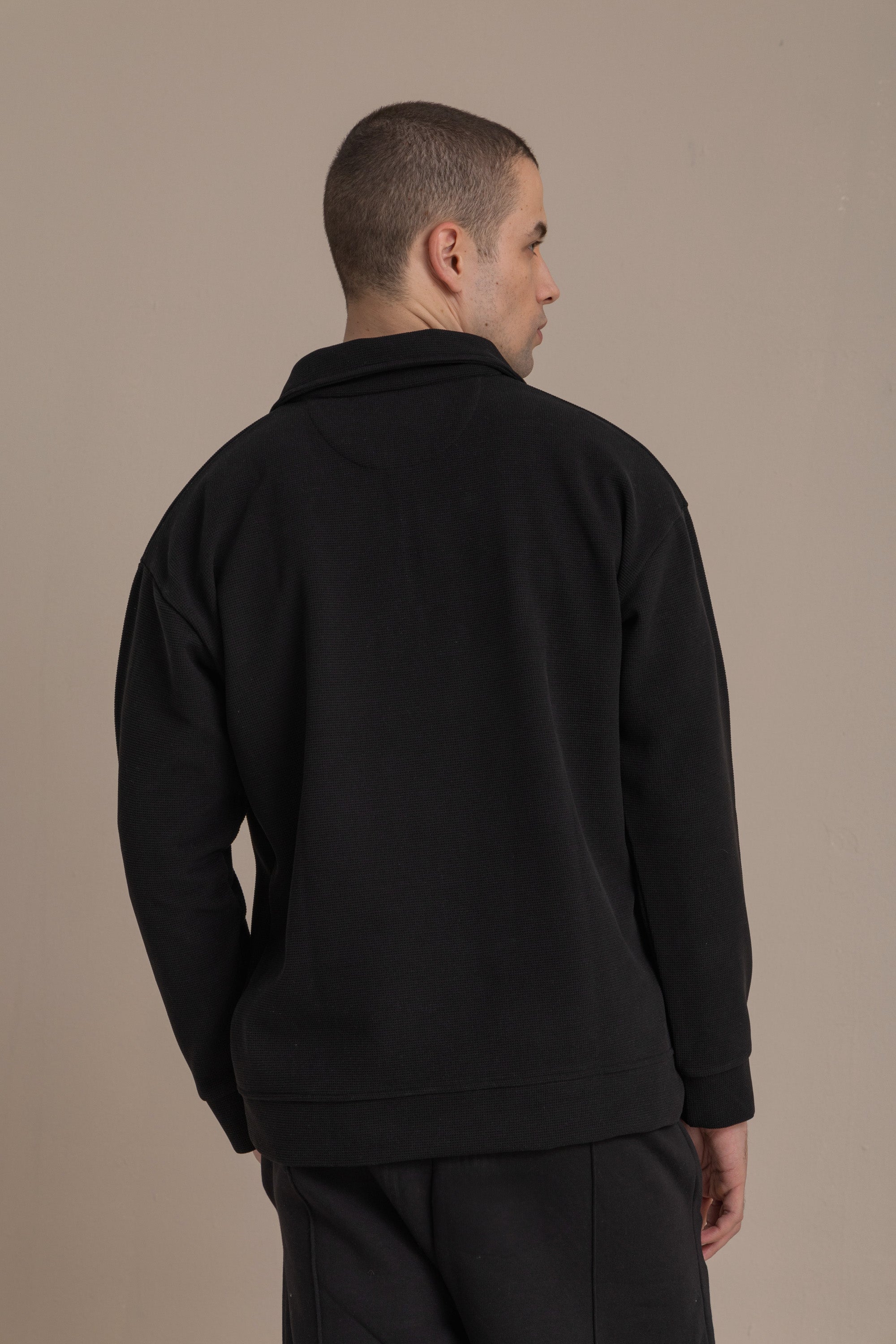 Black Textured Quarter Zipper Black Textured Quarter Zipper