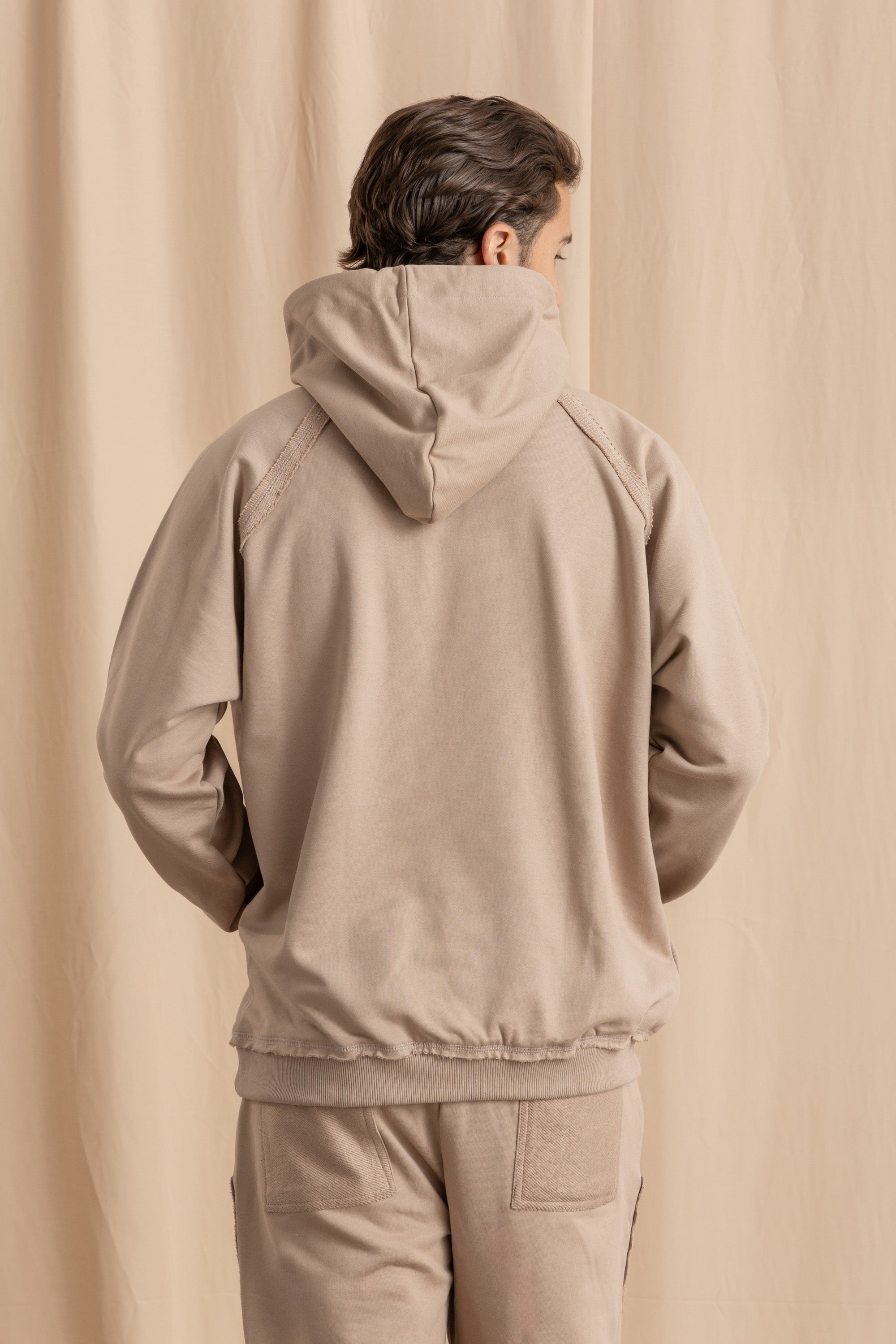 Unisex Beige Distressed Hoodie Unisex Beige Distressed Hoodie