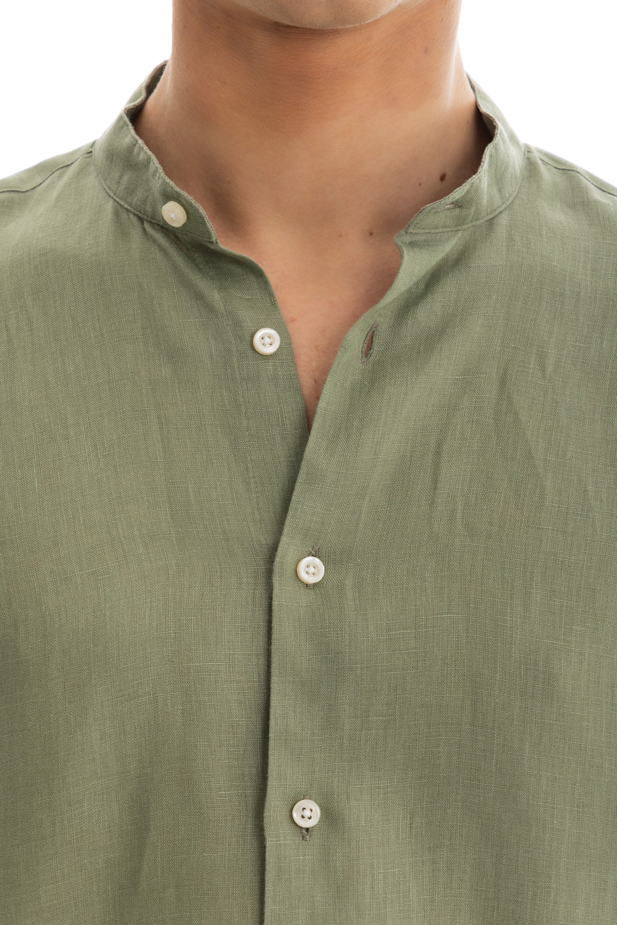 Pistachio Semi Colar Linen Shirt Pistachio Semi Colar Linen Shirt