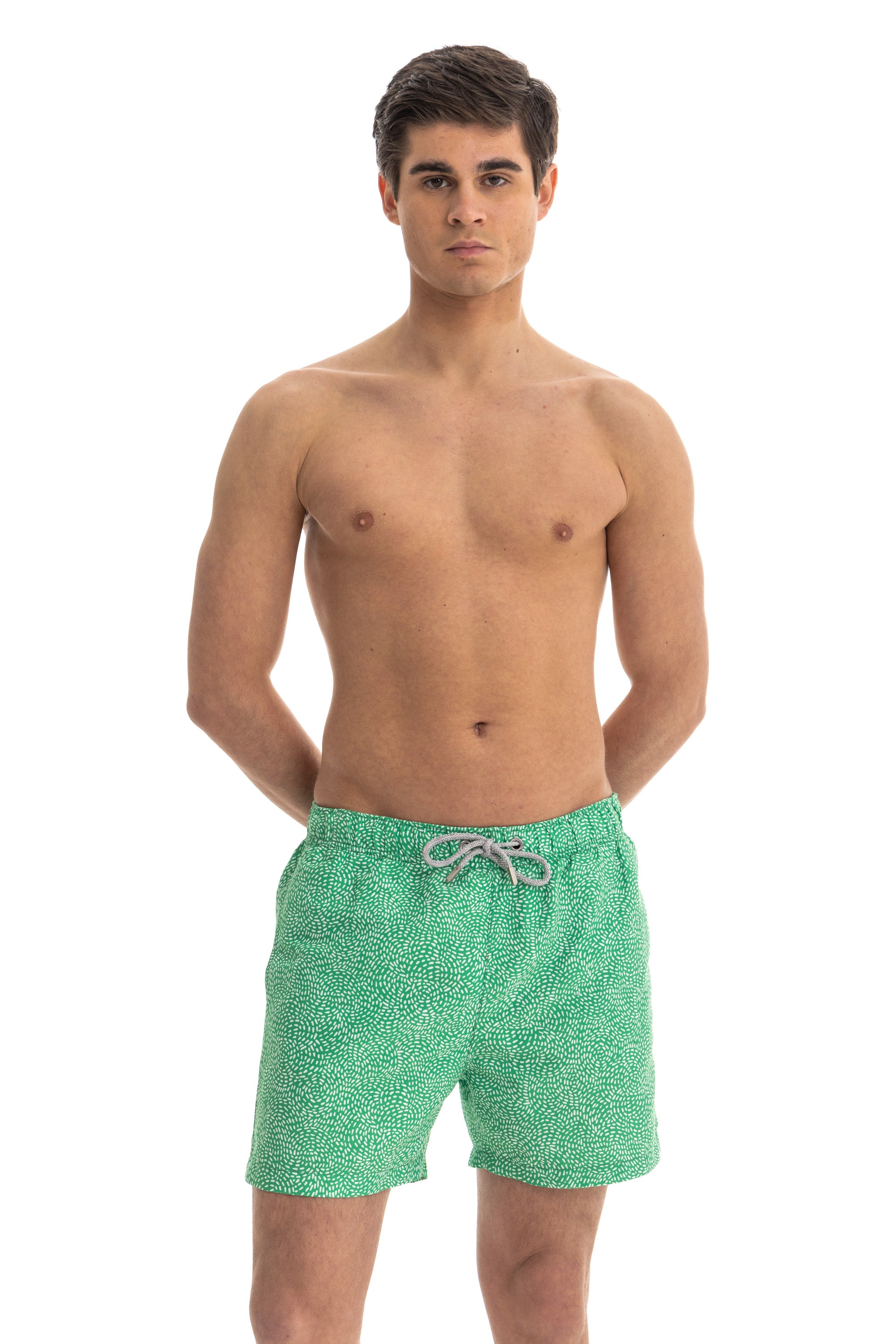 Green Spiral Swim Shorts
