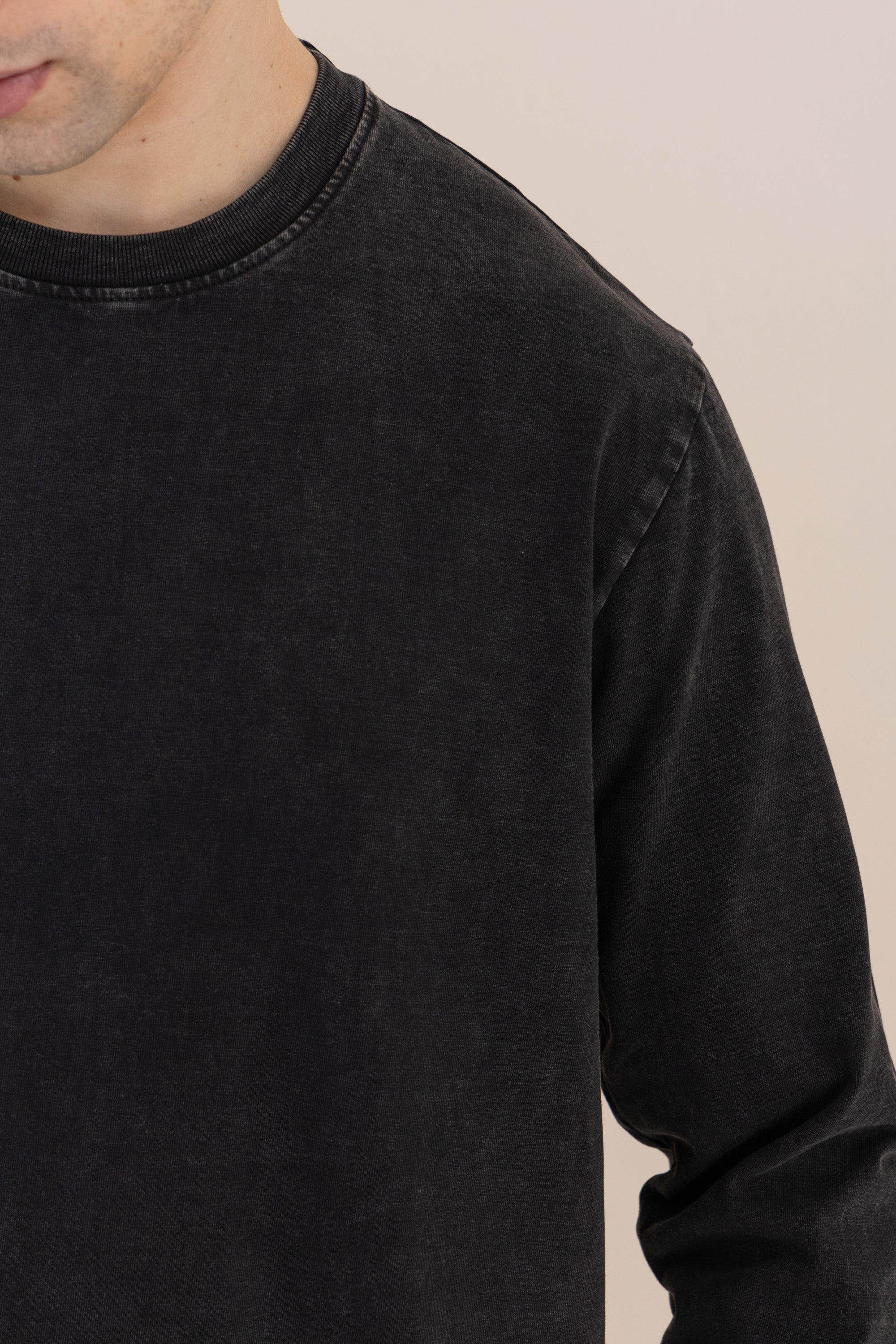 Black Acid Wash Long Sleeve T-Shirt