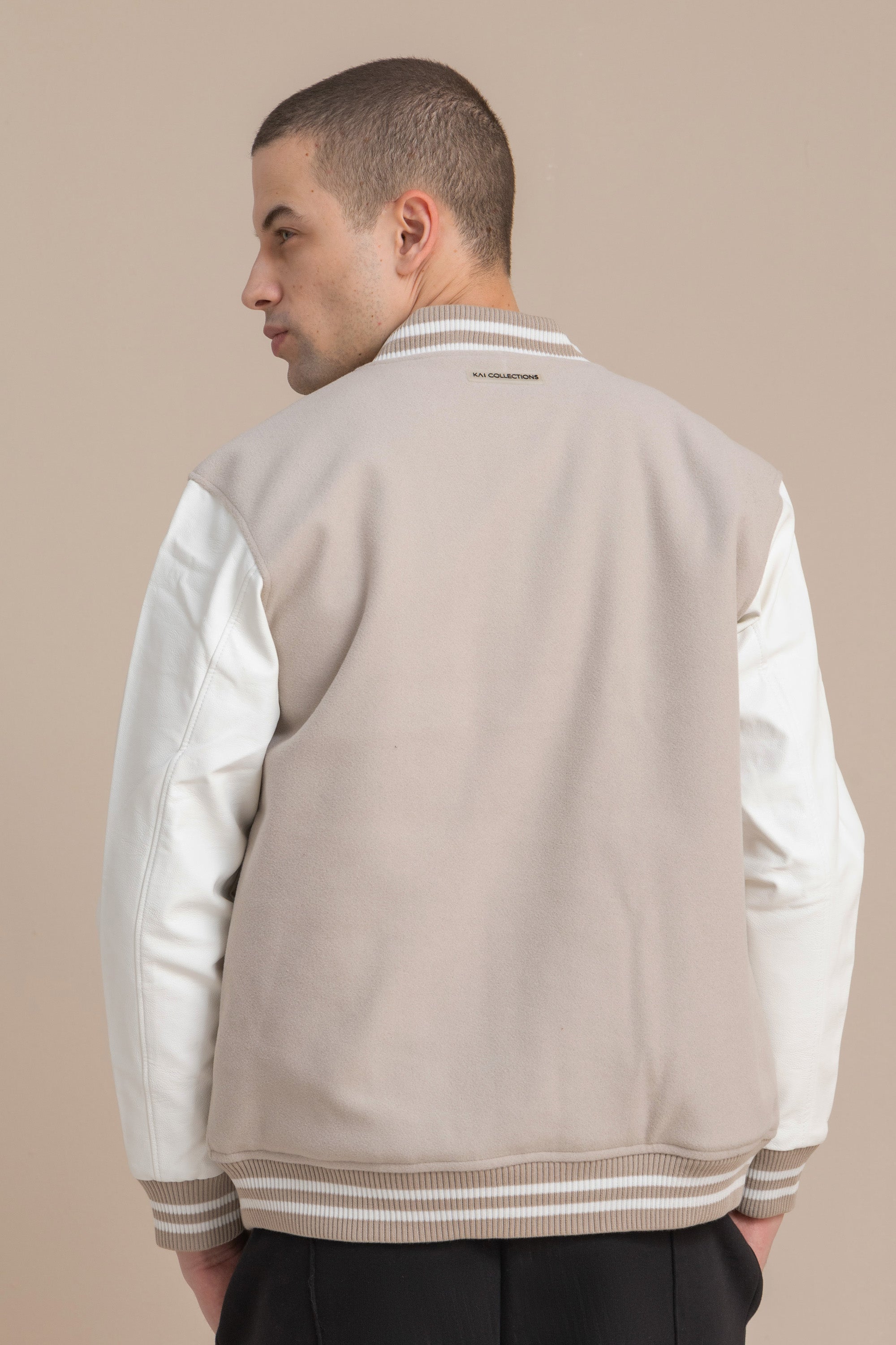 Beige Varsity Jacket