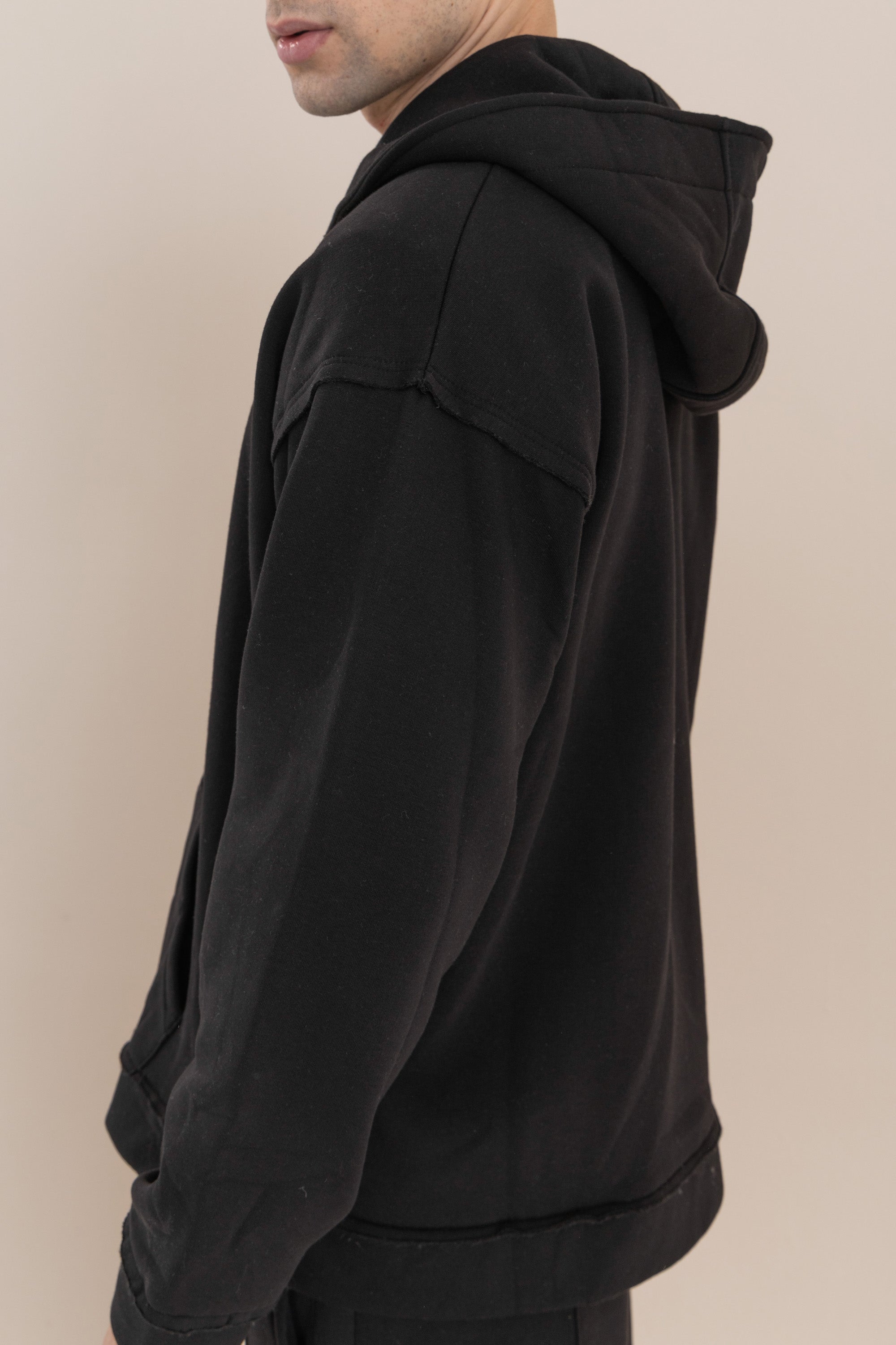 Black Zip Up Distressed Hoodie Black Zip Up Distressed Hoodie