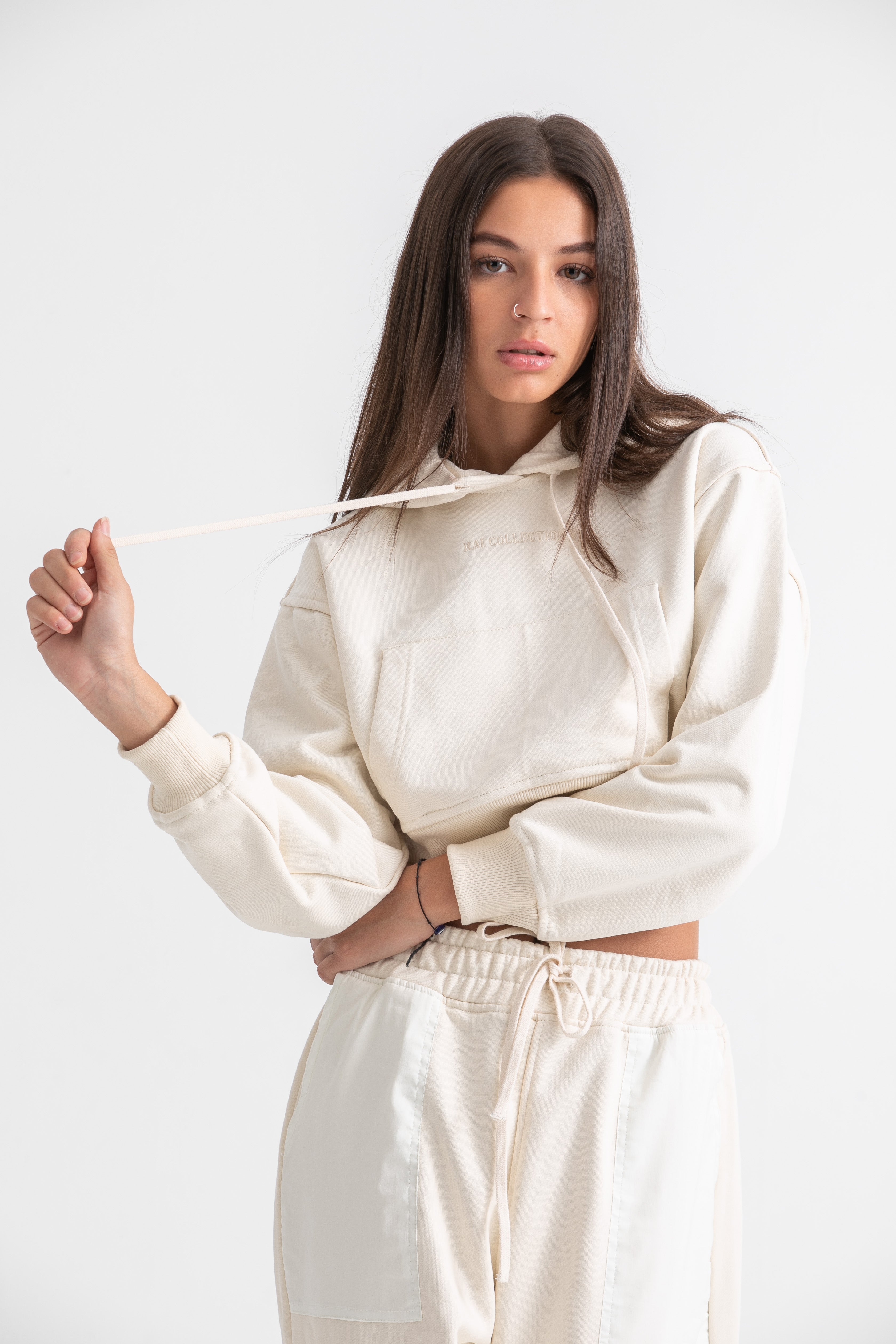 Ivory Cropped Hoodie Ivory Cropped Hoodie