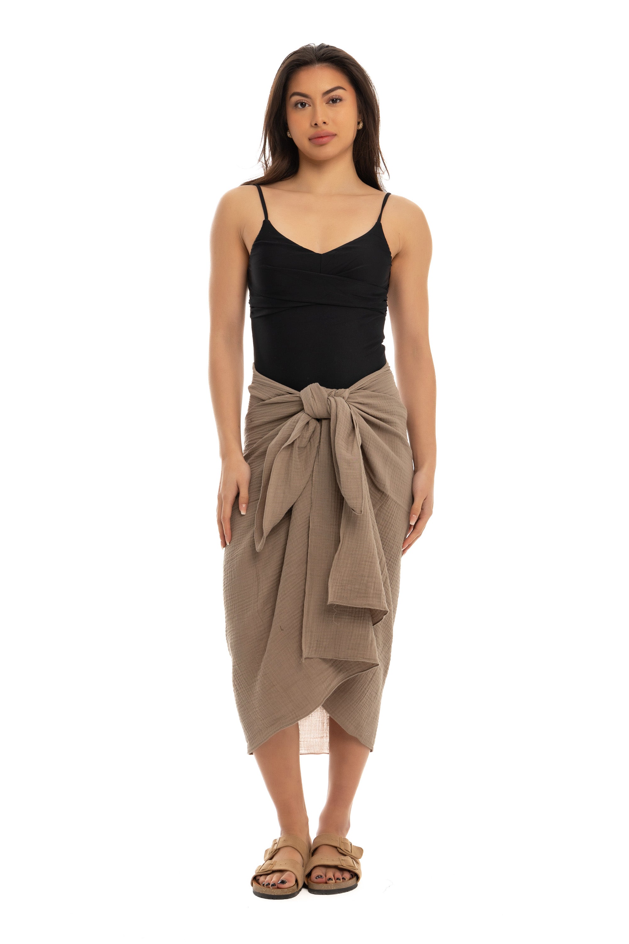 Olive Cotton Crinkle Sarong Wrap Olive Cotton Crinkle Sarong Wrap