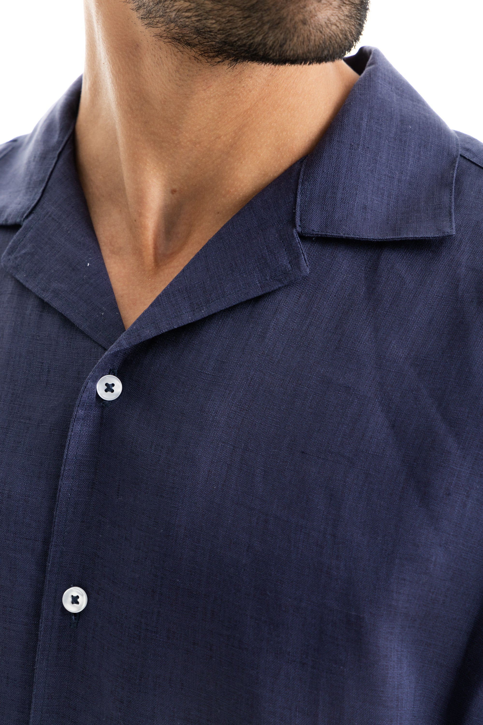 Navy Cuban Linen Shirt Short Sleeve Navy Cuban Linen Shirt Short Sleeve