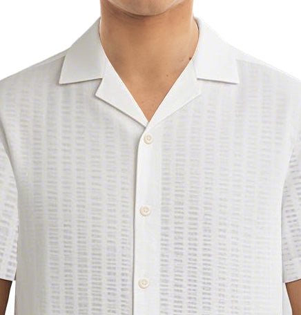 White Seersucker Cuban Shirt White Seersucker Cuban Shirt