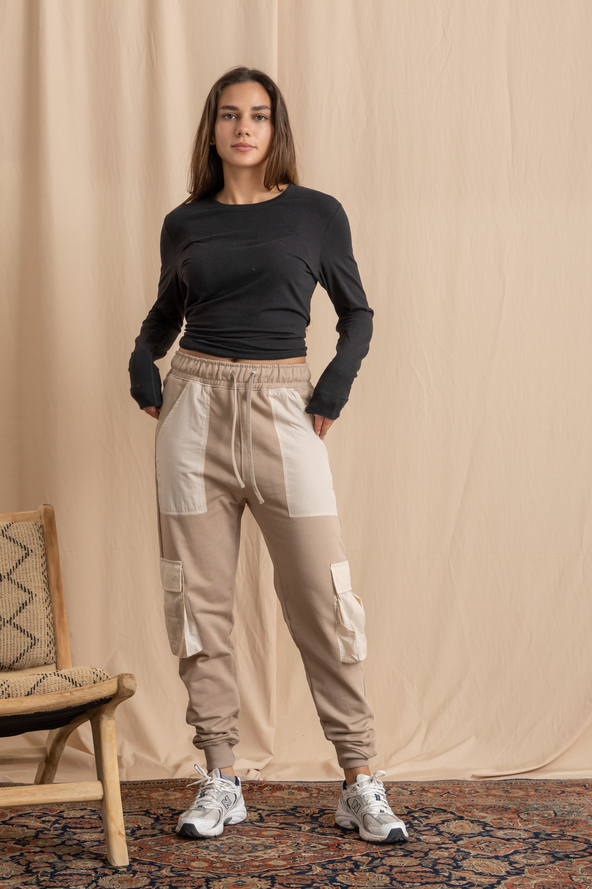 Unisex Beige Cargo Sweatpants Unisex Beige Cargo Sweatpants