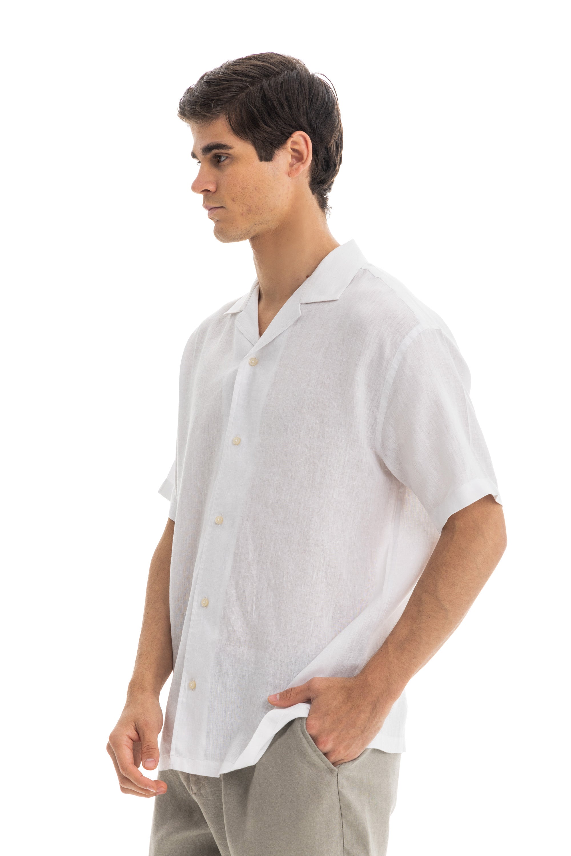 White Cuban Linen Shirt Short Sleeve White Cuban Linen Shirt Short Sleeve