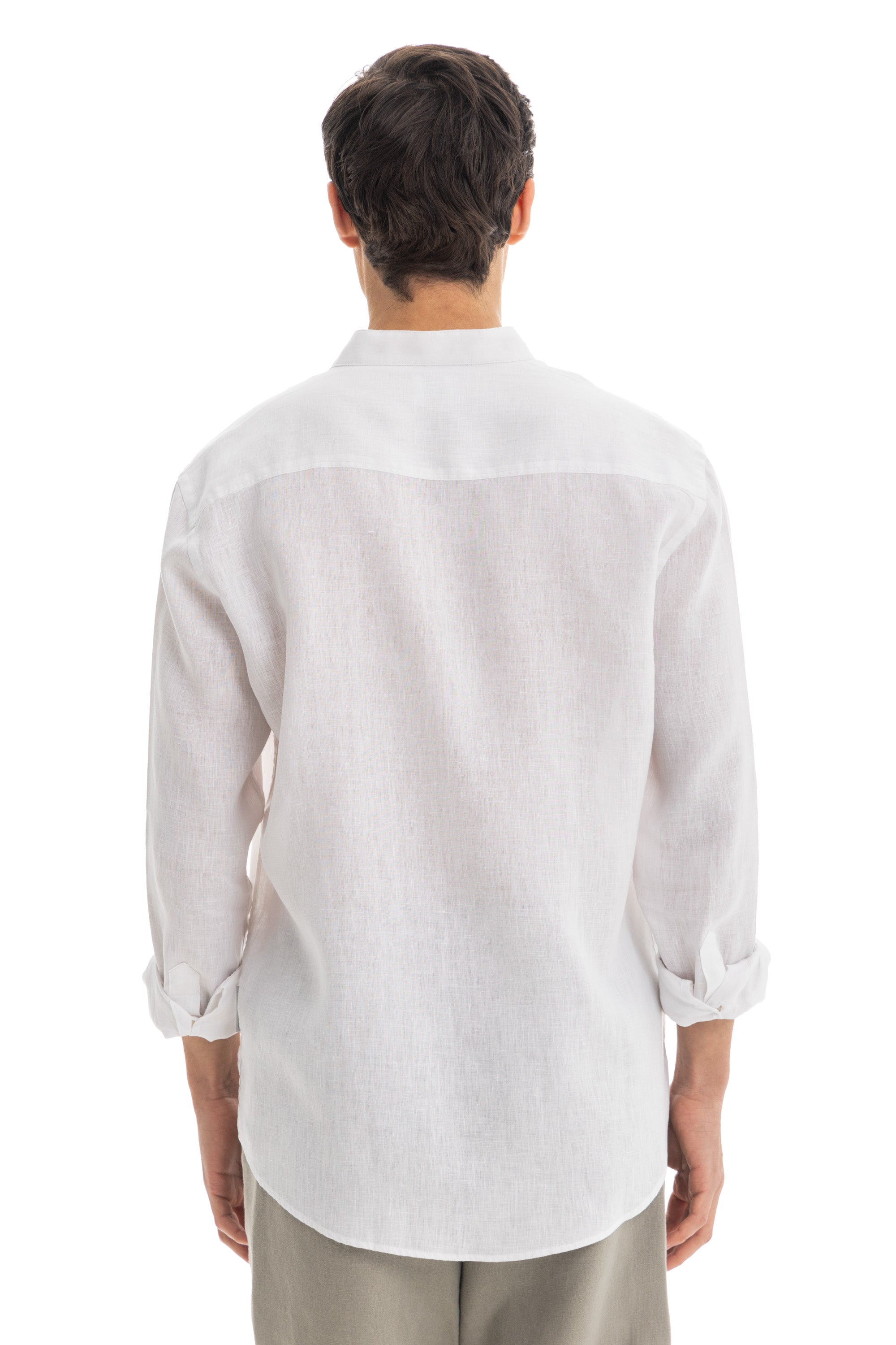 White Semi Collar Linen Shirt White Semi Collar Linen Shirt