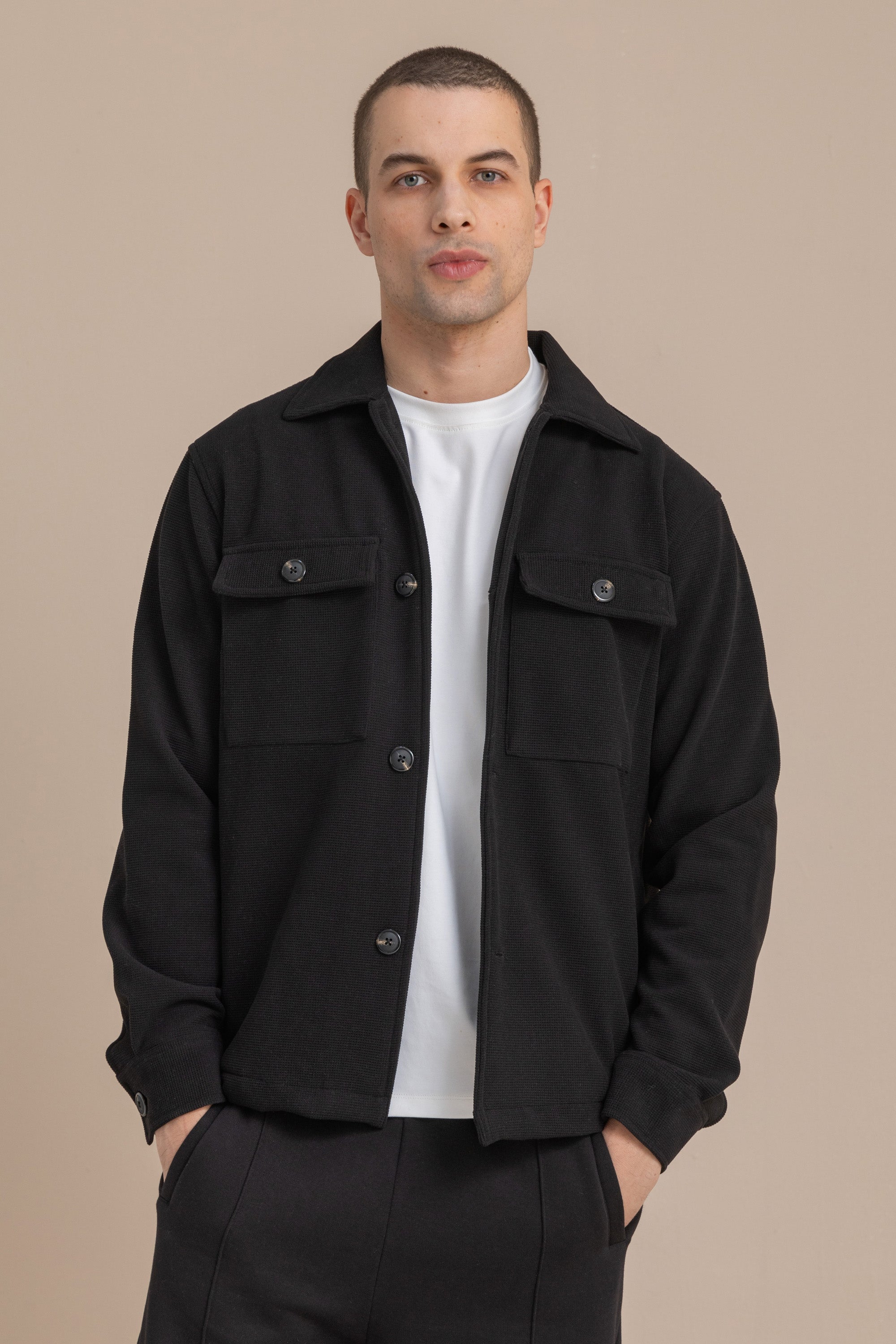 Black Textured Over Shirt