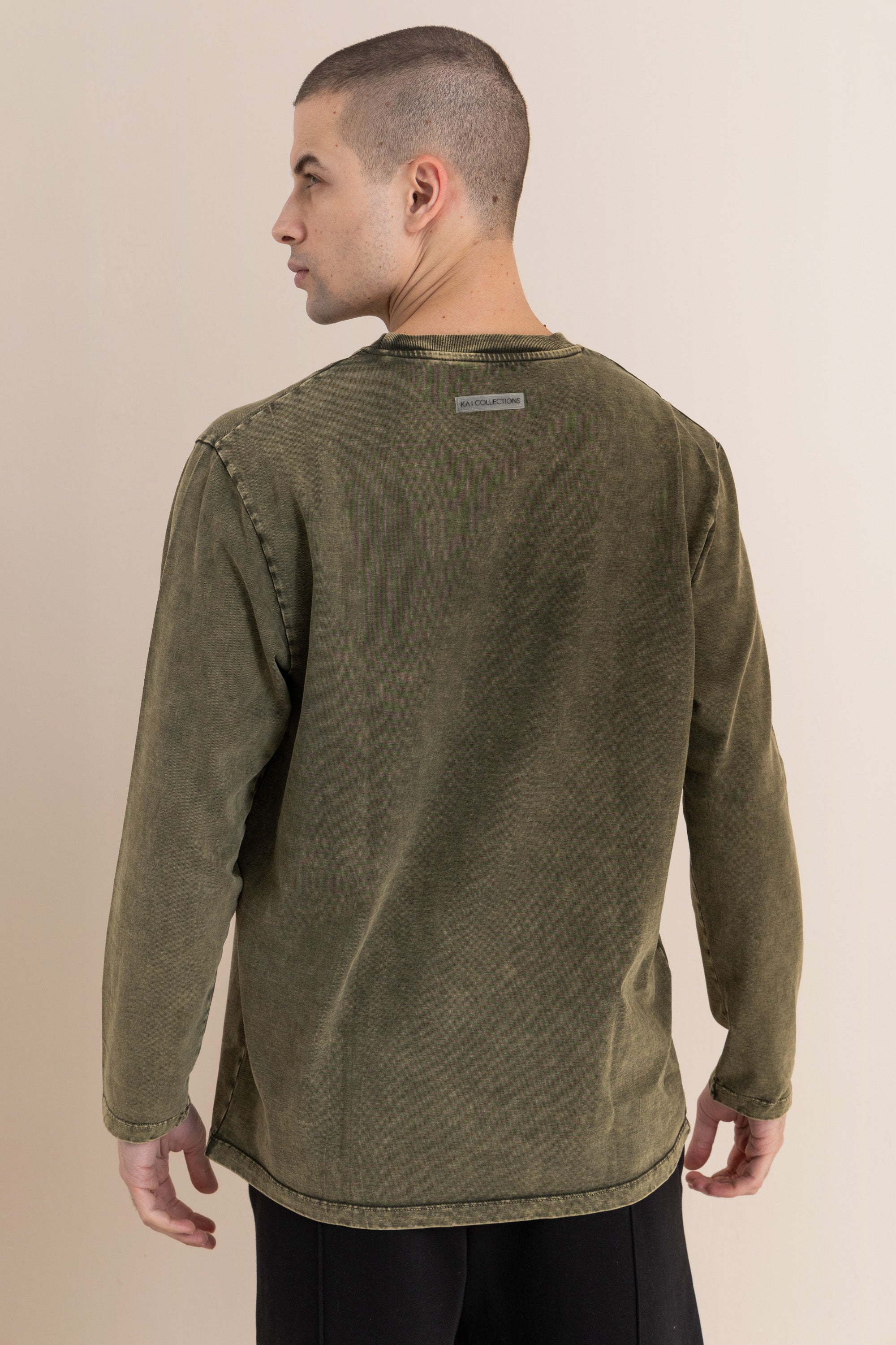 Olive Acid Wash Long Sleeve T-Shirt Olive Acid Wash Long Sleeve T-Shirt