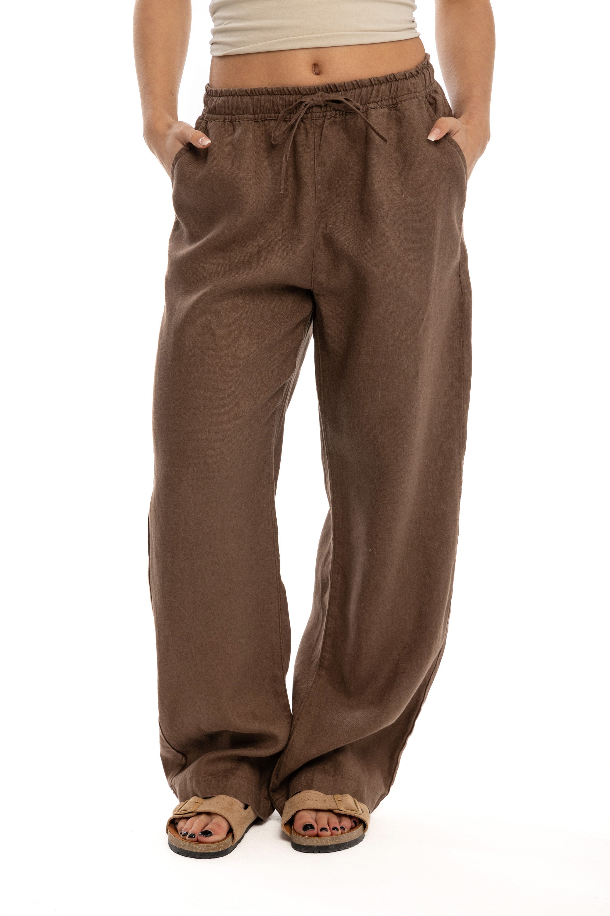 Women's Brown Linen Pants