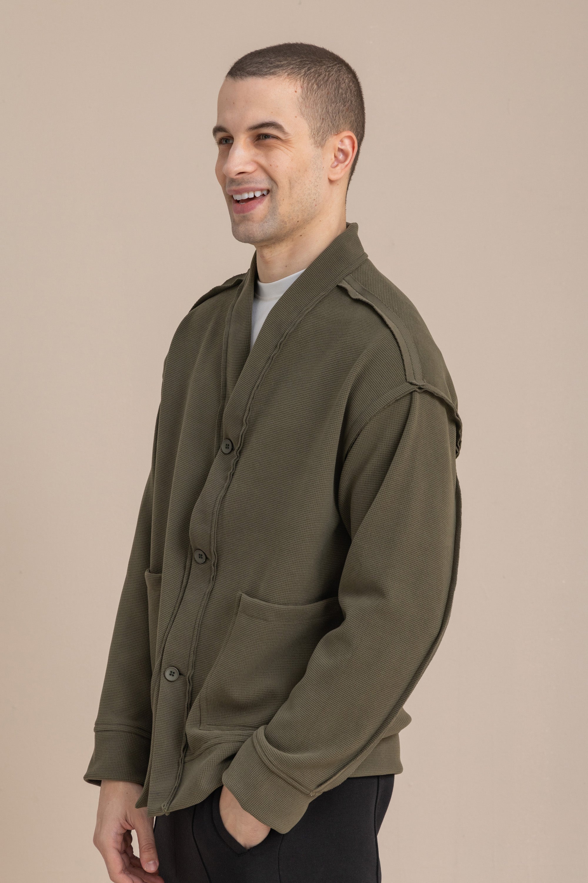 Olive Textured Cardigan Olive Textured Cardigan