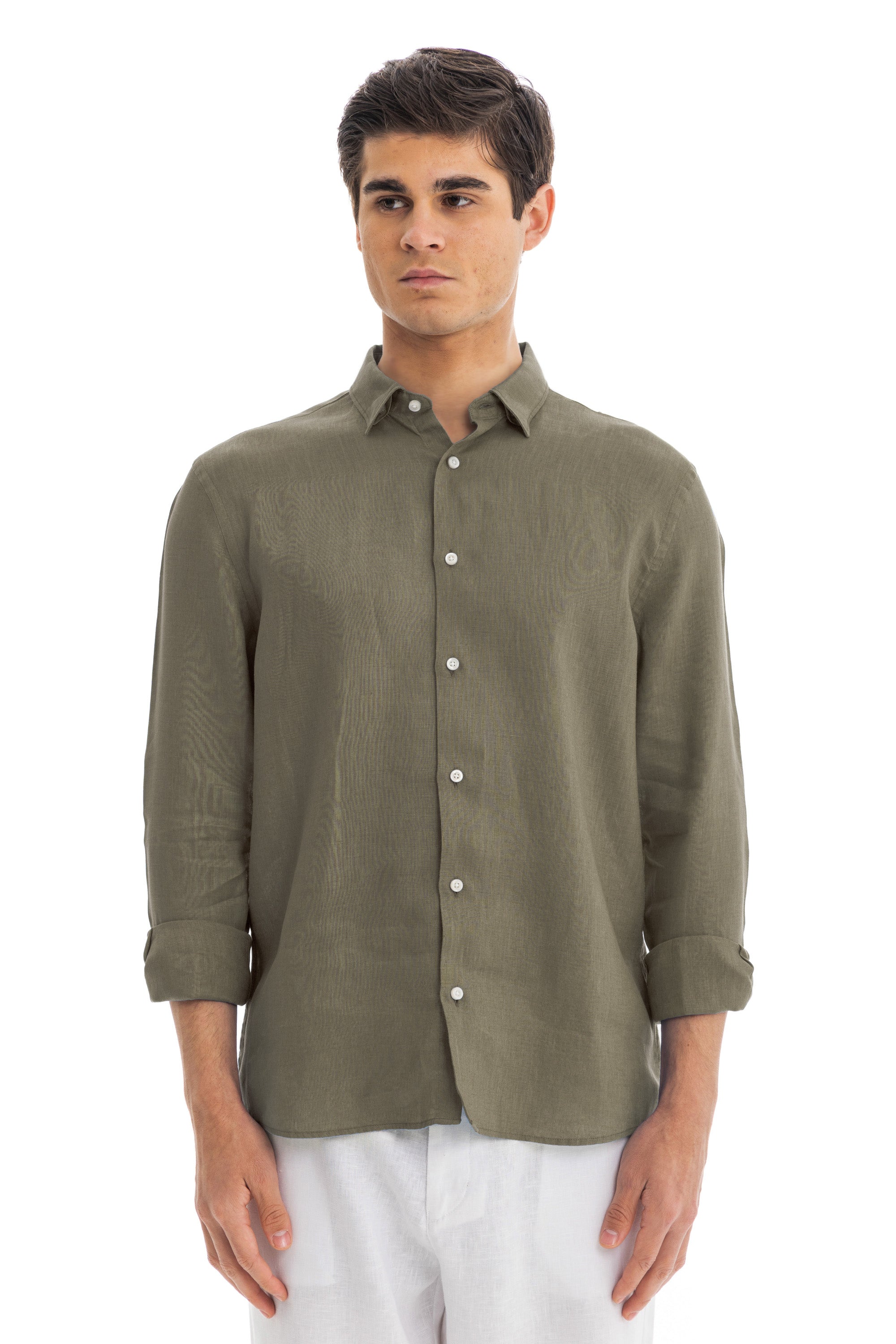 Men`s Taupe Linen Shirt