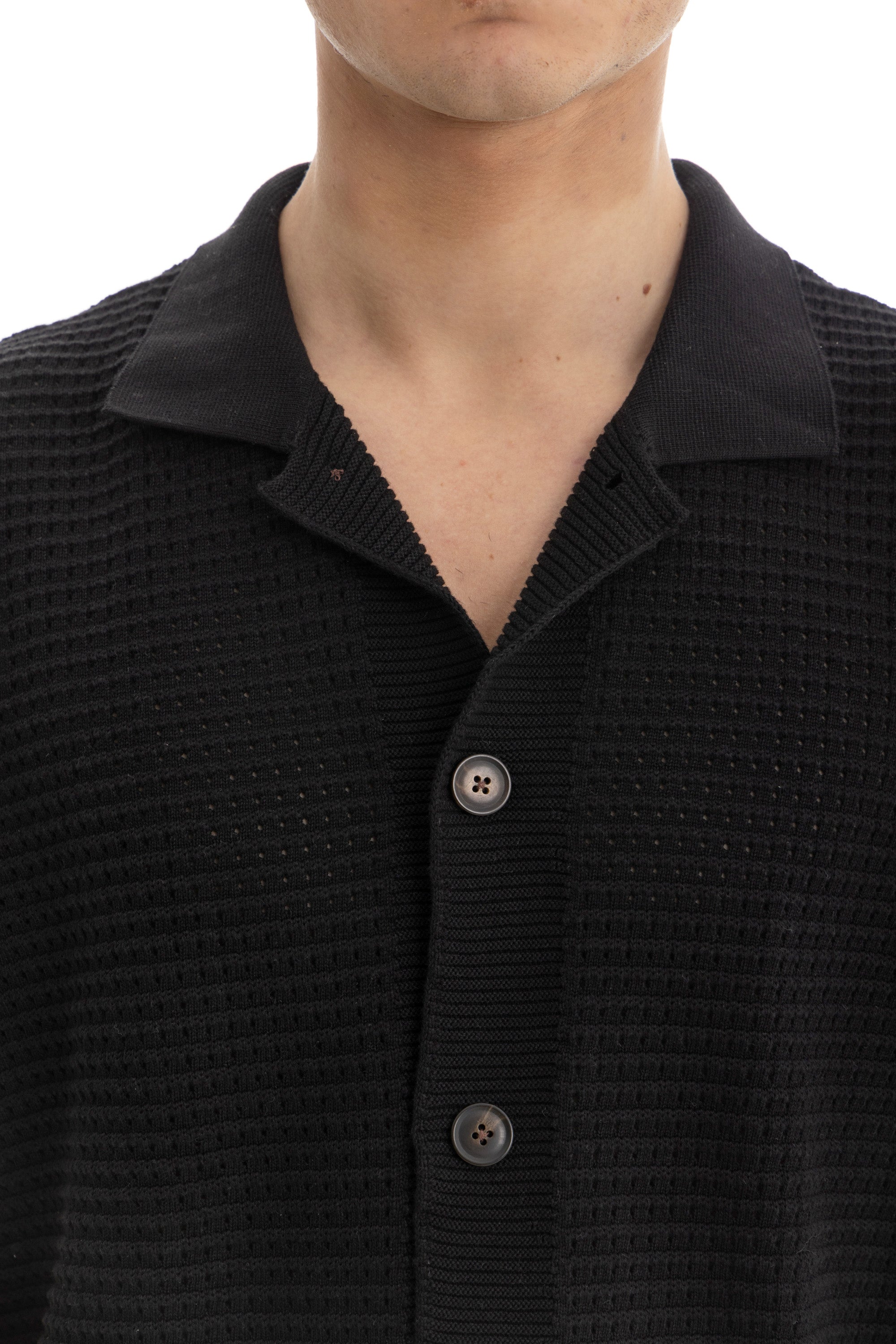 Black Short Sleeve Knitted Shirt