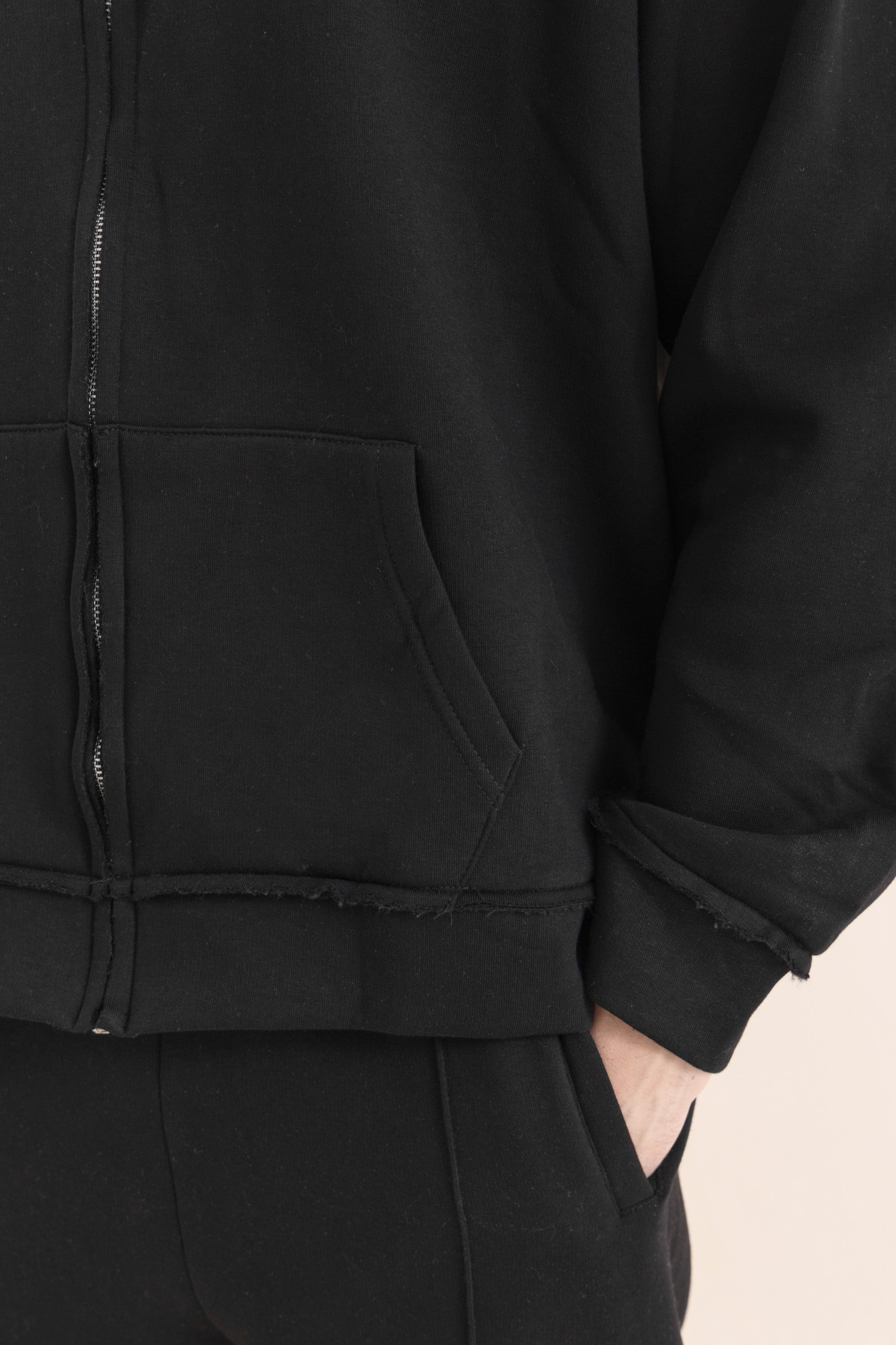 Black Zip Up Distressed Hoodie Black Zip Up Distressed Hoodie