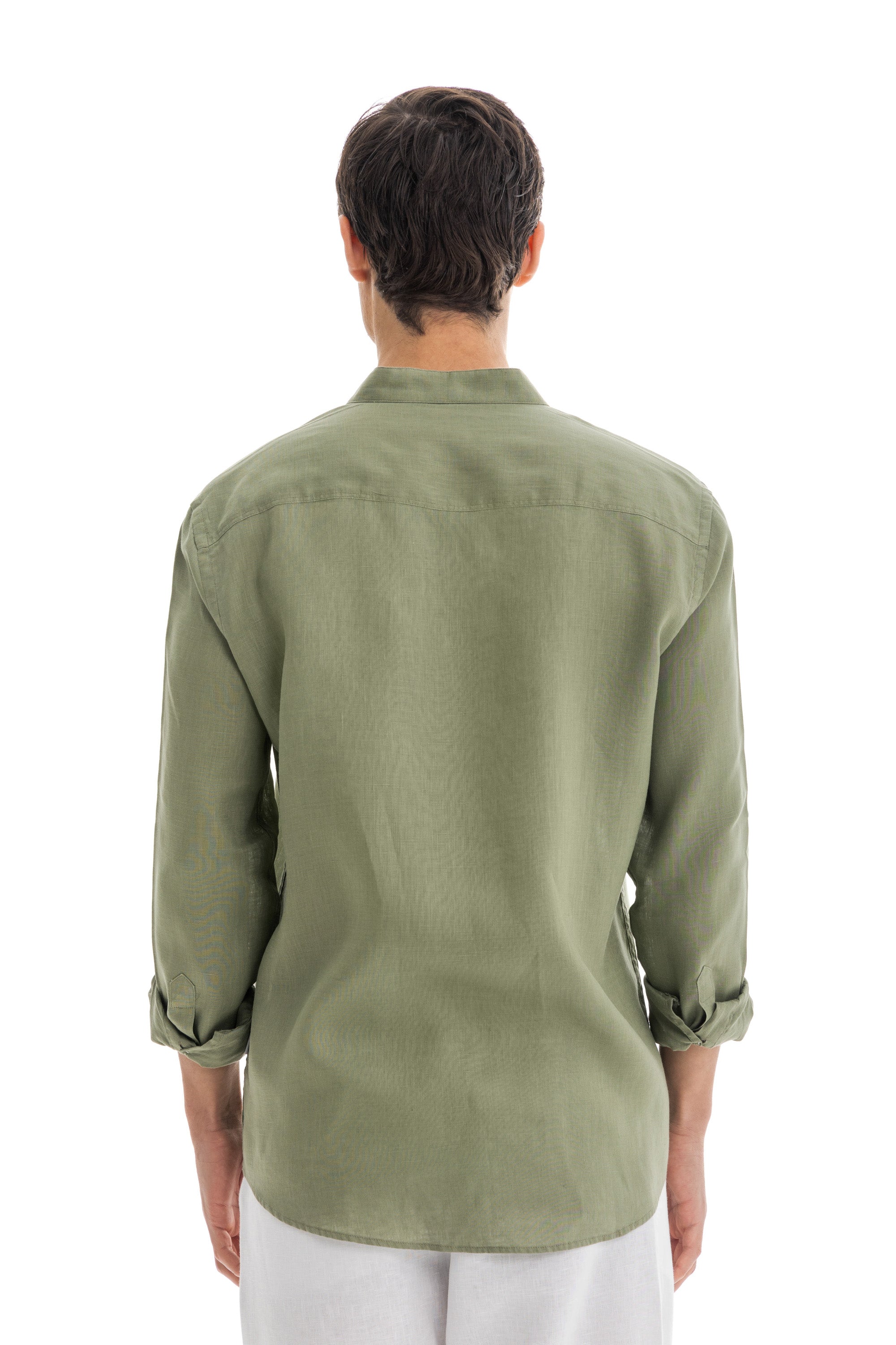 Pistachio Semi Colar Linen Shirt Pistachio Semi Colar Linen Shirt