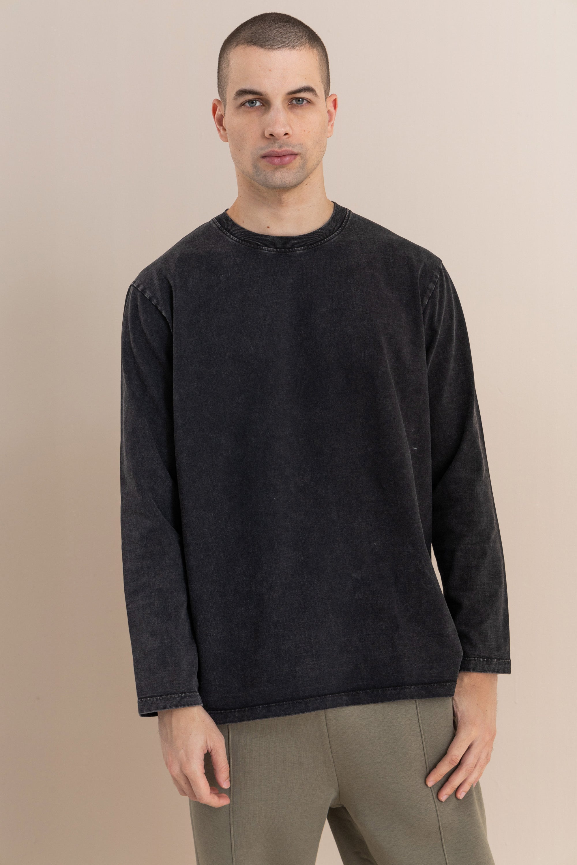 Black Acid Wash Long Sleeve T-Shirt Black Acid Wash Long Sleeve T-Shirt