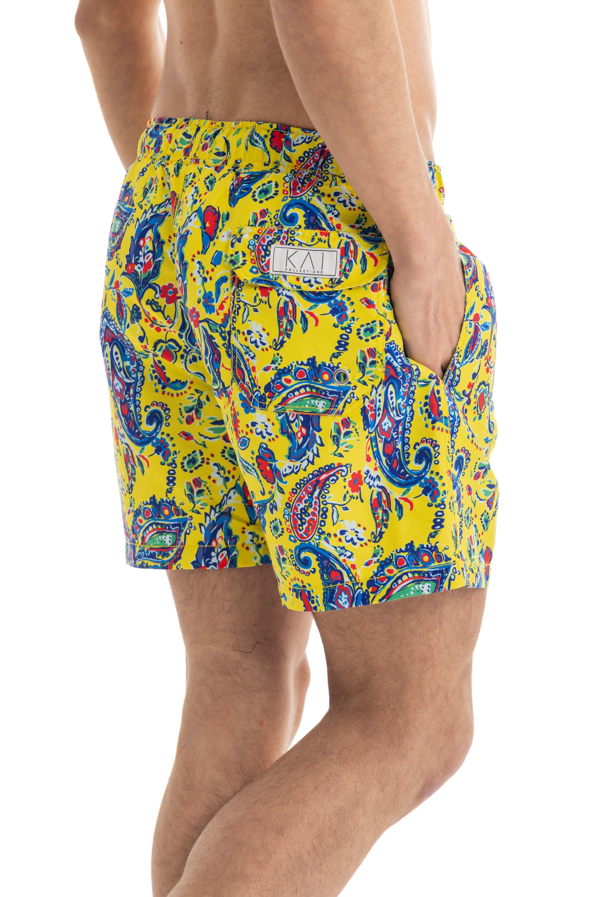Yellow Paisley Swim Shorts