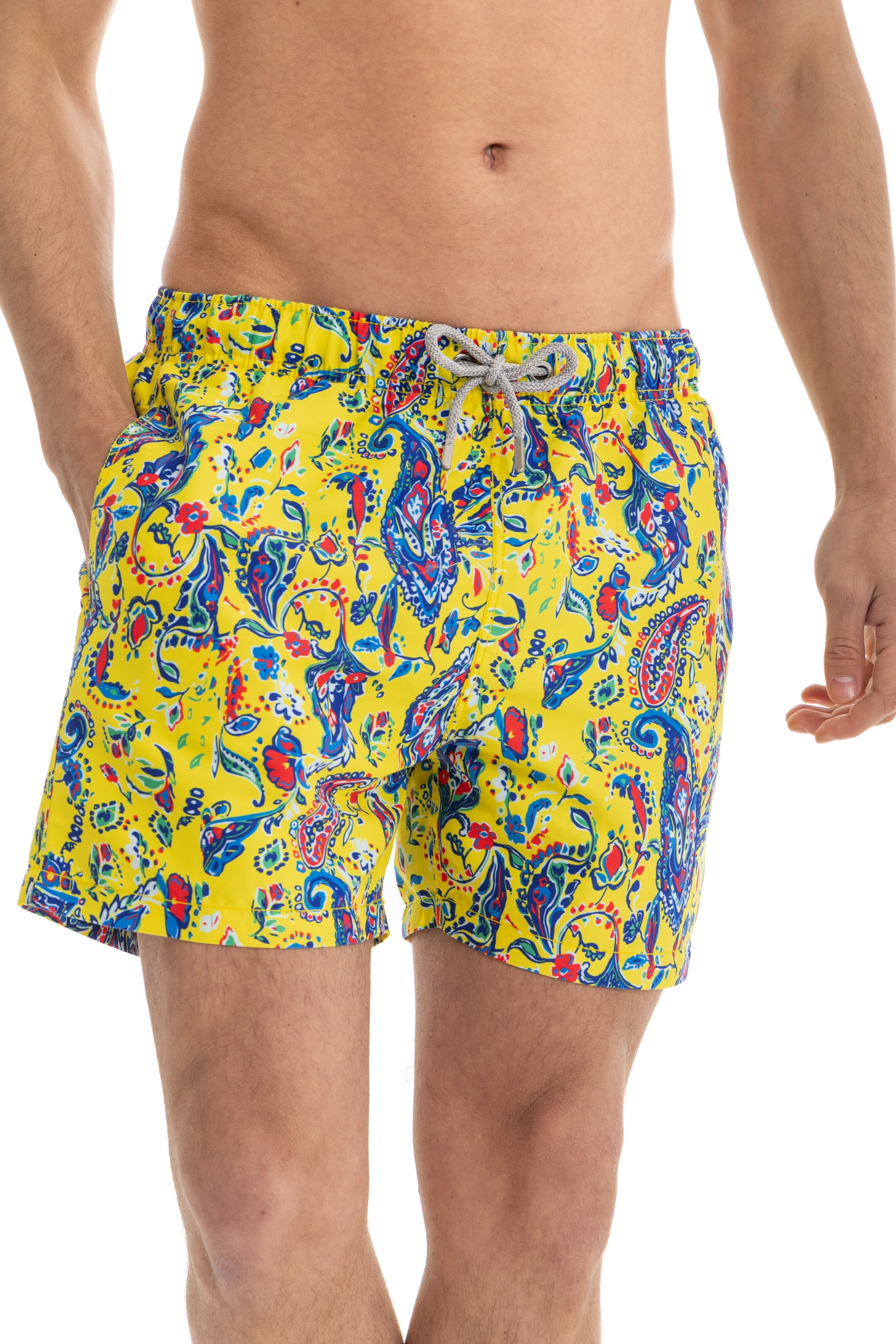 Yellow Paisley Swim Shorts