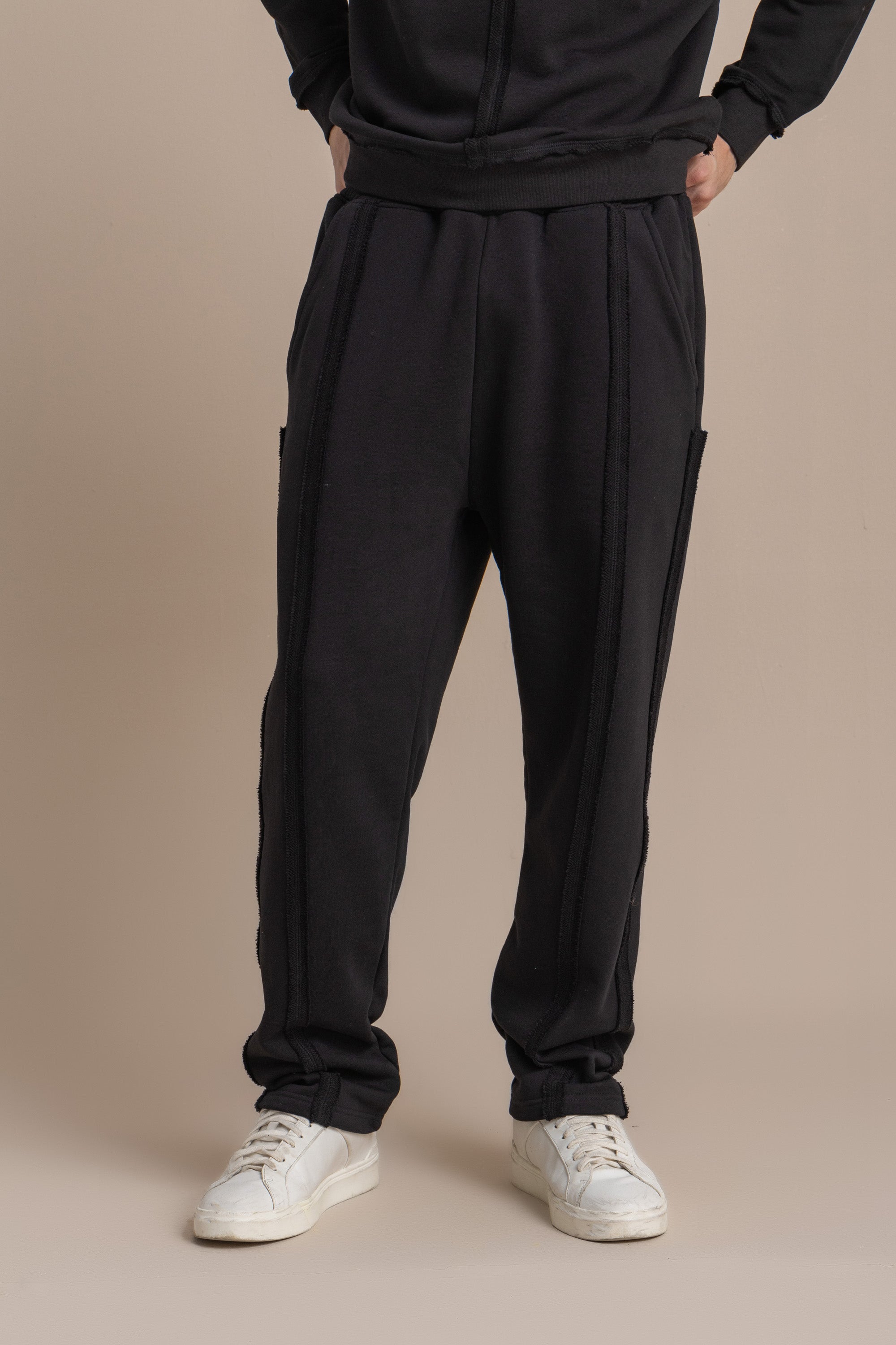 Unisex Black Distressed Sweatpants