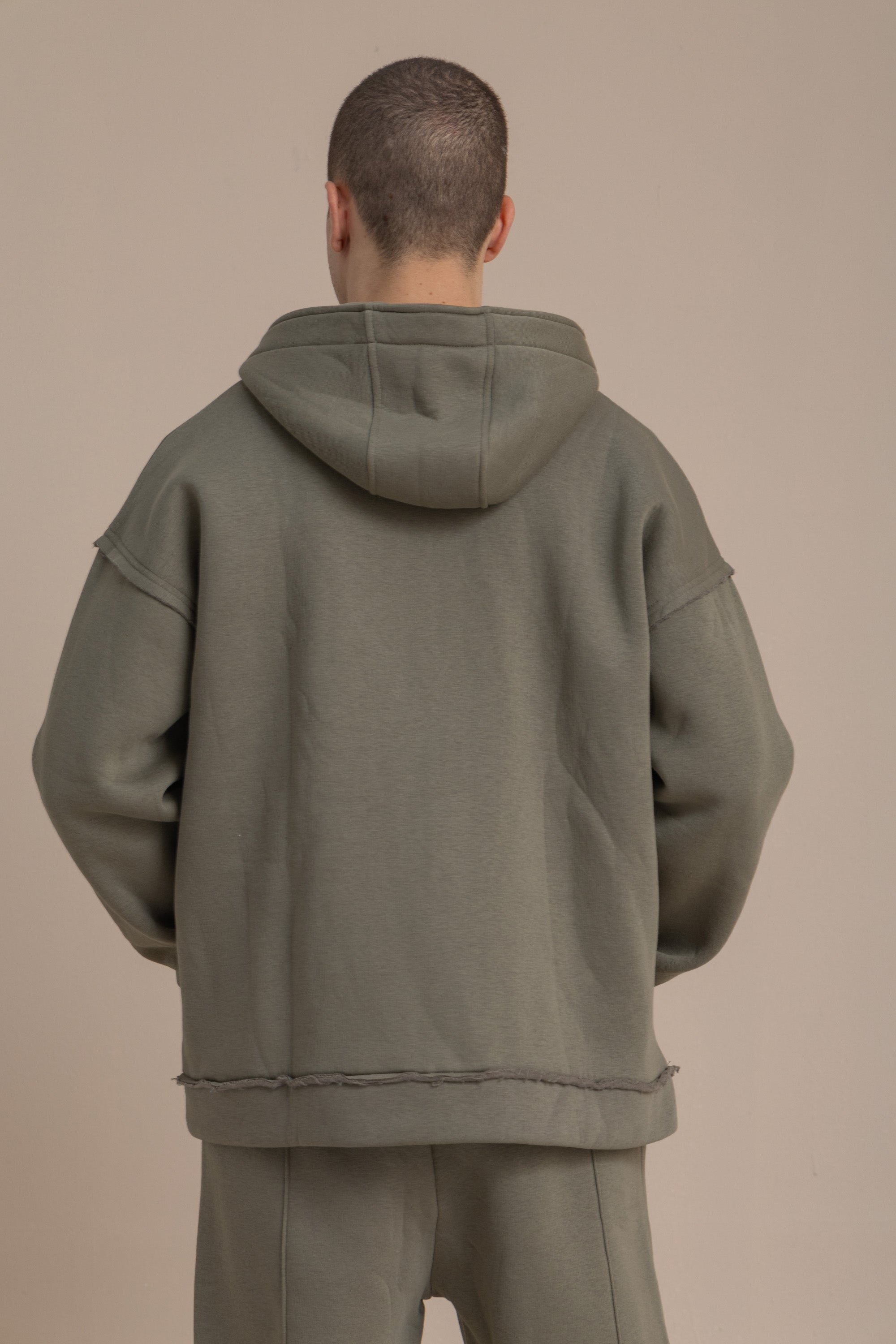 Olive Zip Up Distressed Hoodie Olive Zip Up Distressed Hoodie