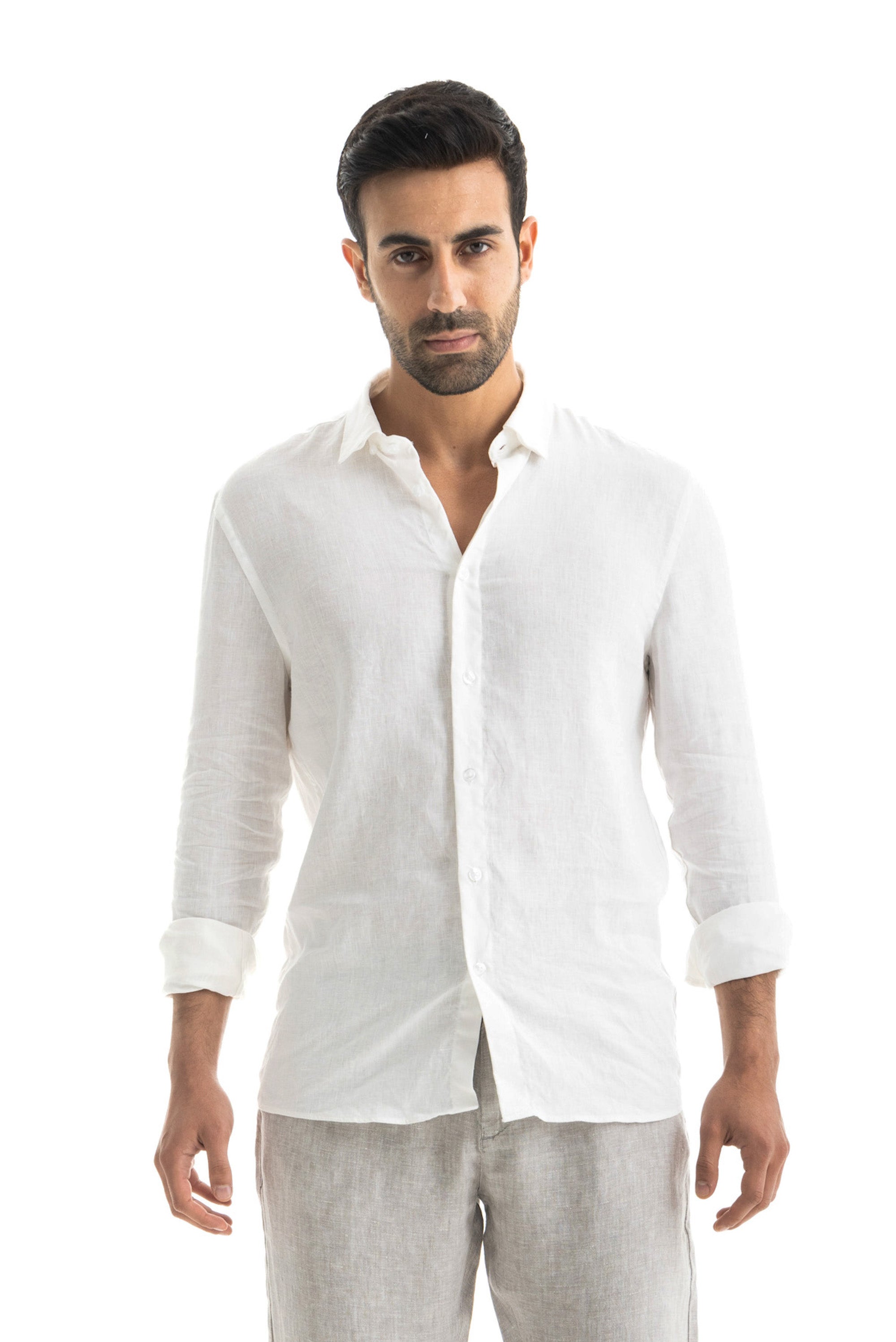 Men's White Linen Shirt