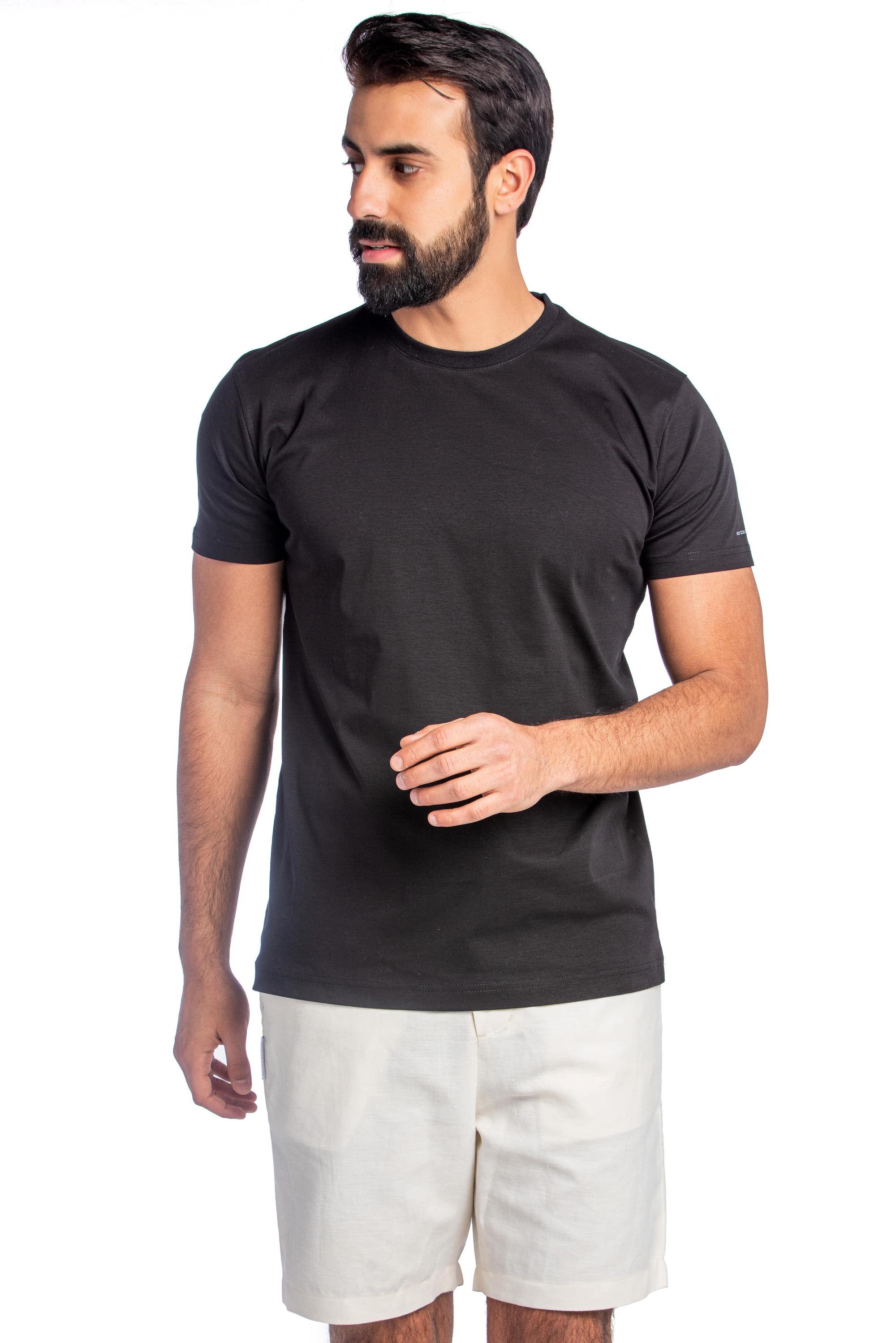 Black Mercerised Cotton T-Shirt Black Mercerised Cotton T-Shirt