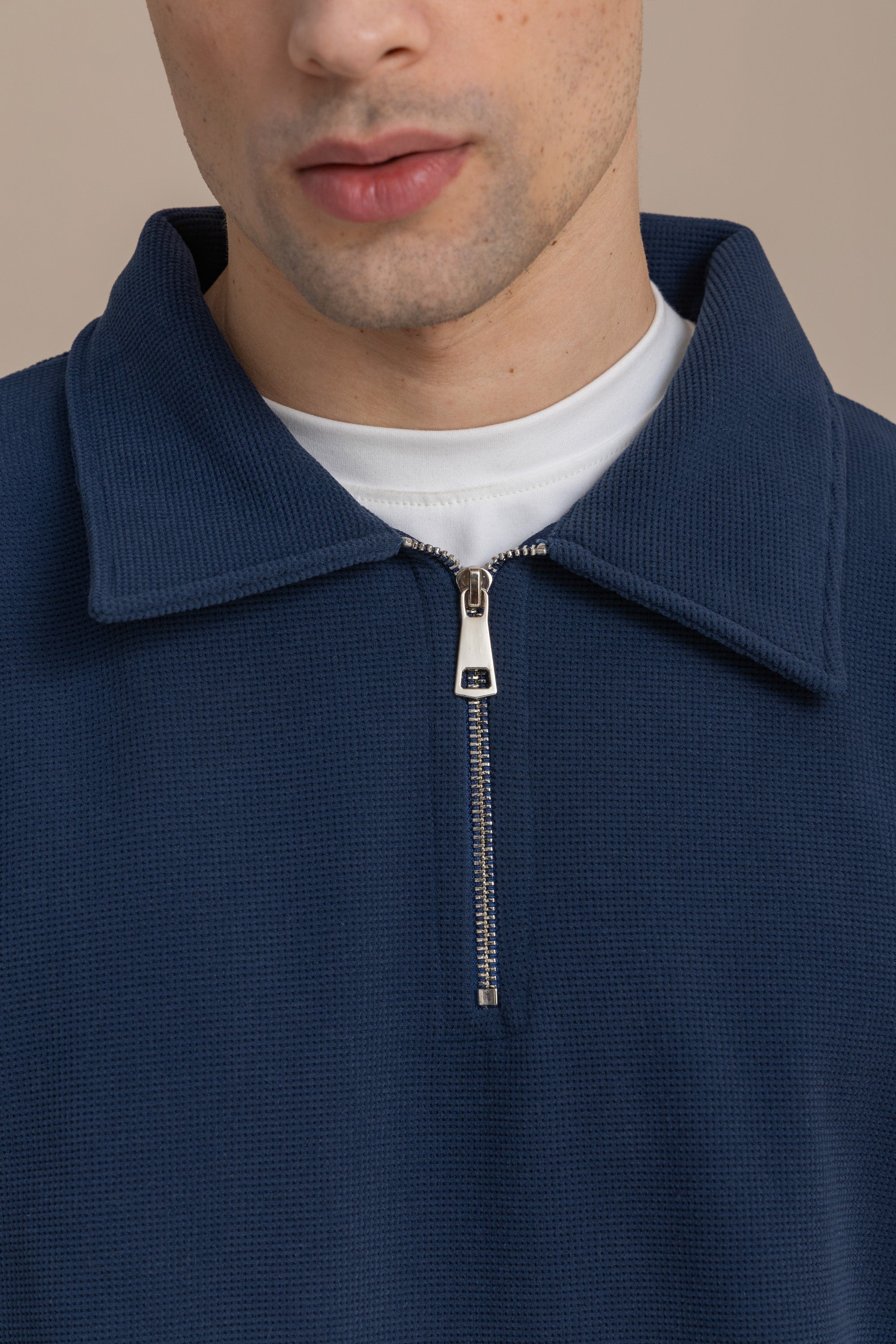 Navy Textured Quarter Zipper Navy Textured Quarter Zipper