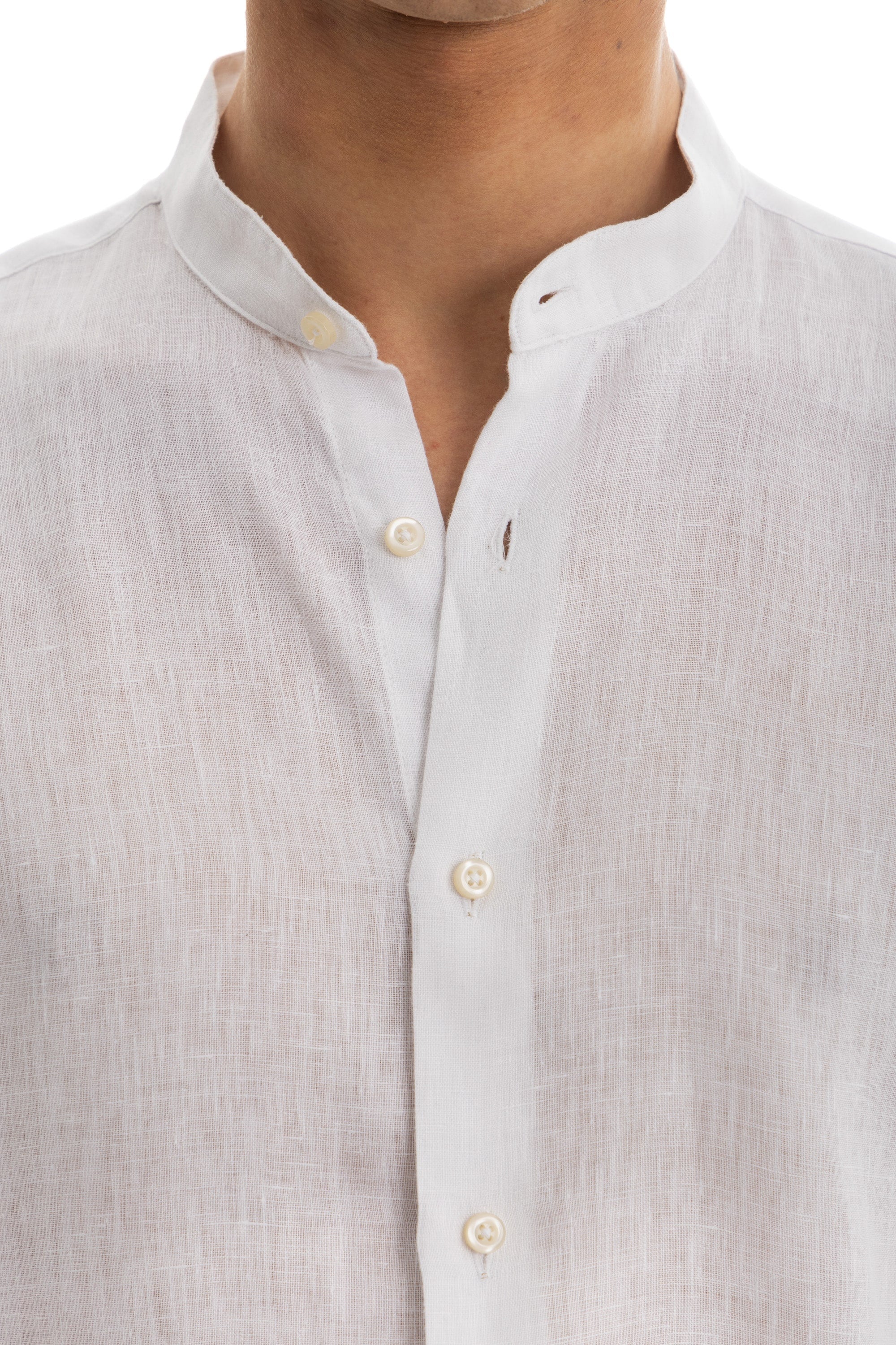 White Semi Collar Linen Shirt White Semi Collar Linen Shirt