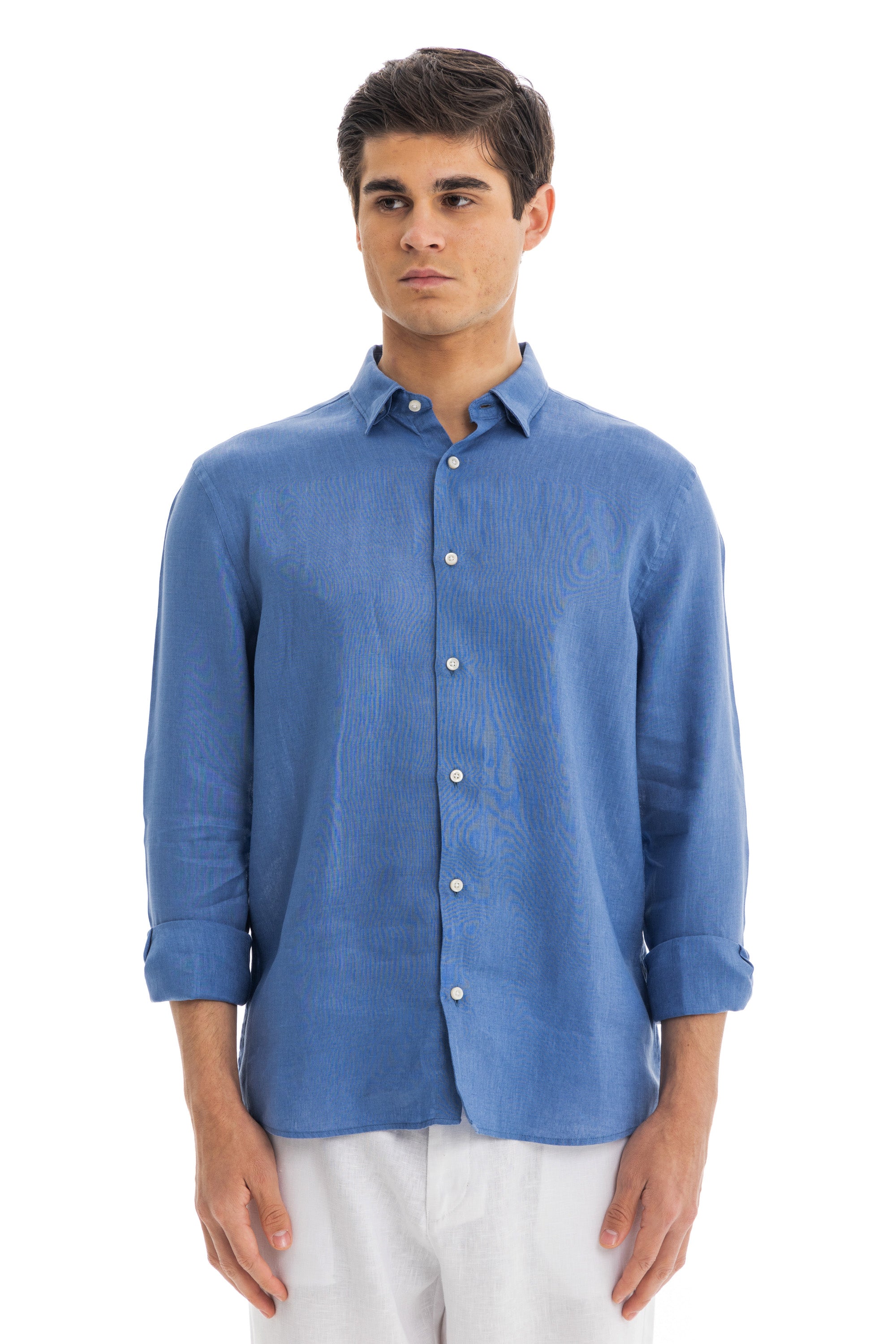 Men's Cobalt Blue Linen Shirt