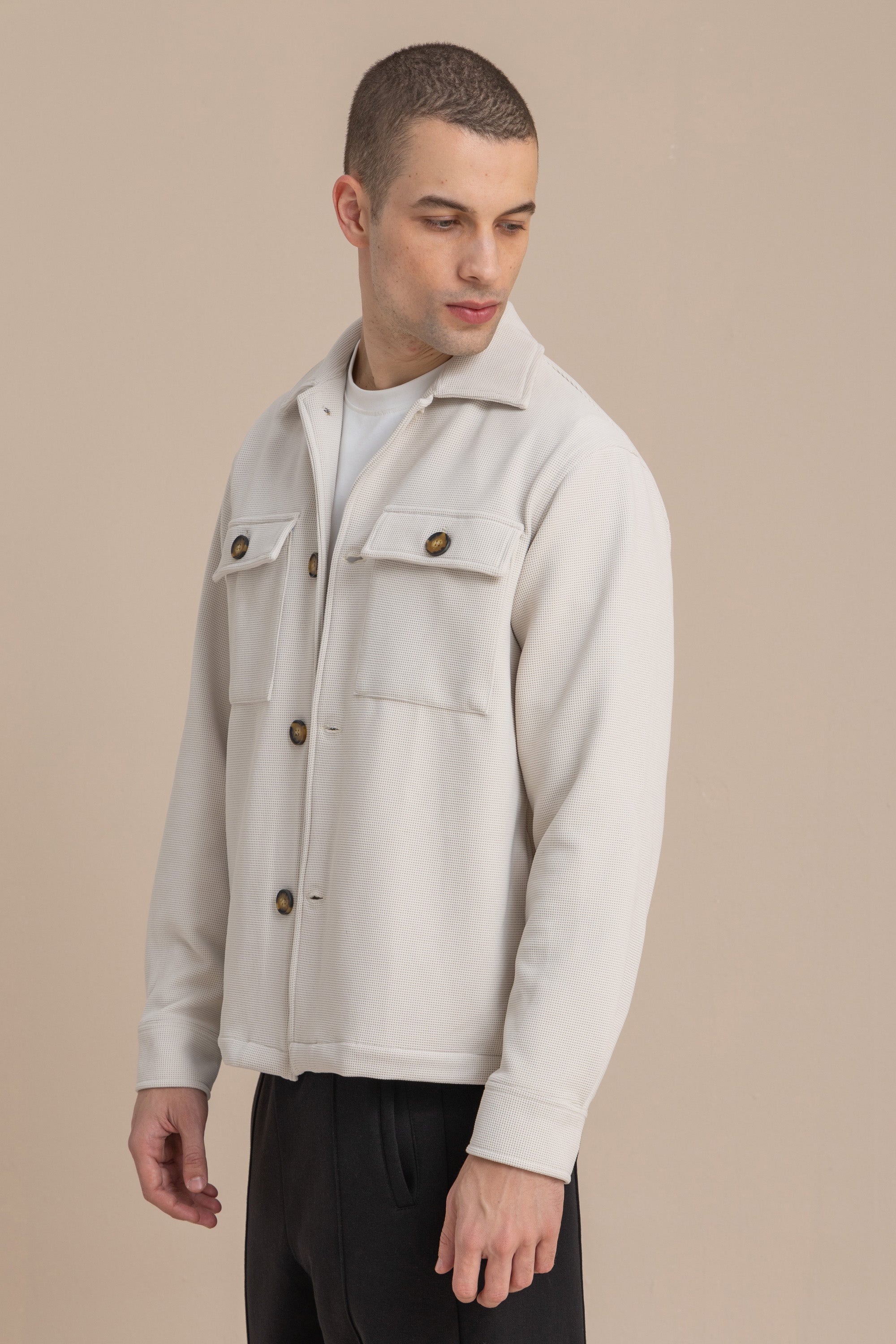 Off-White Textured Over Shirt Off-White Textured Over Shirt