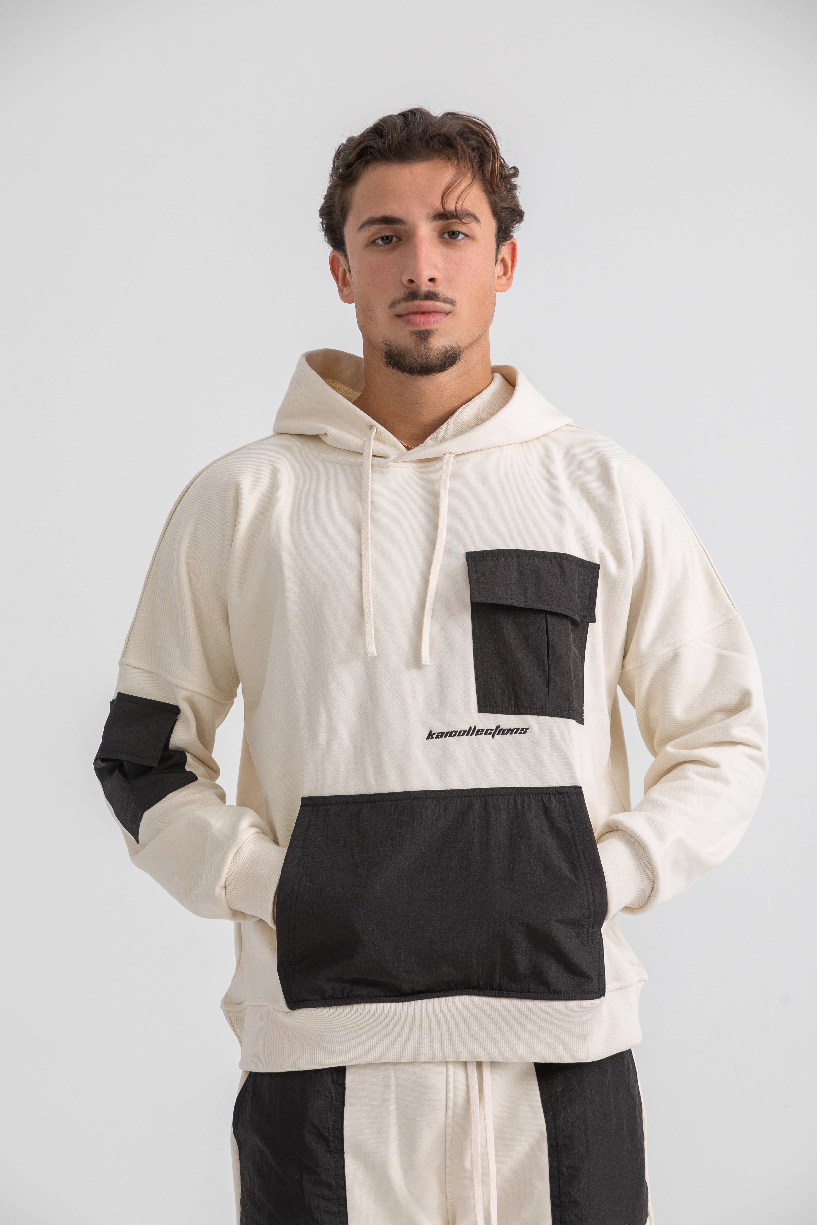 Ivory & Black Cargo Hoodie