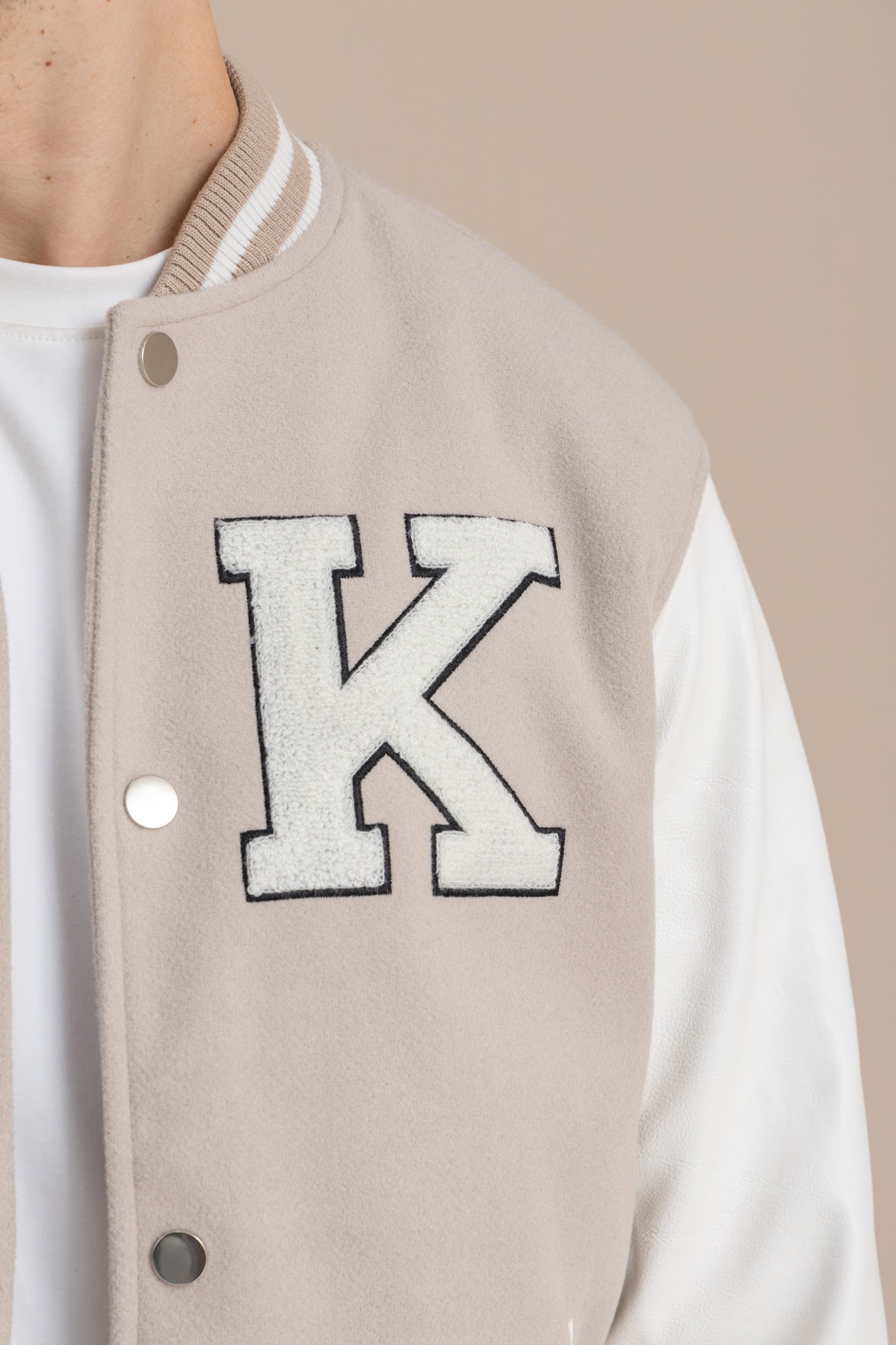 Beige Varsity Jacket