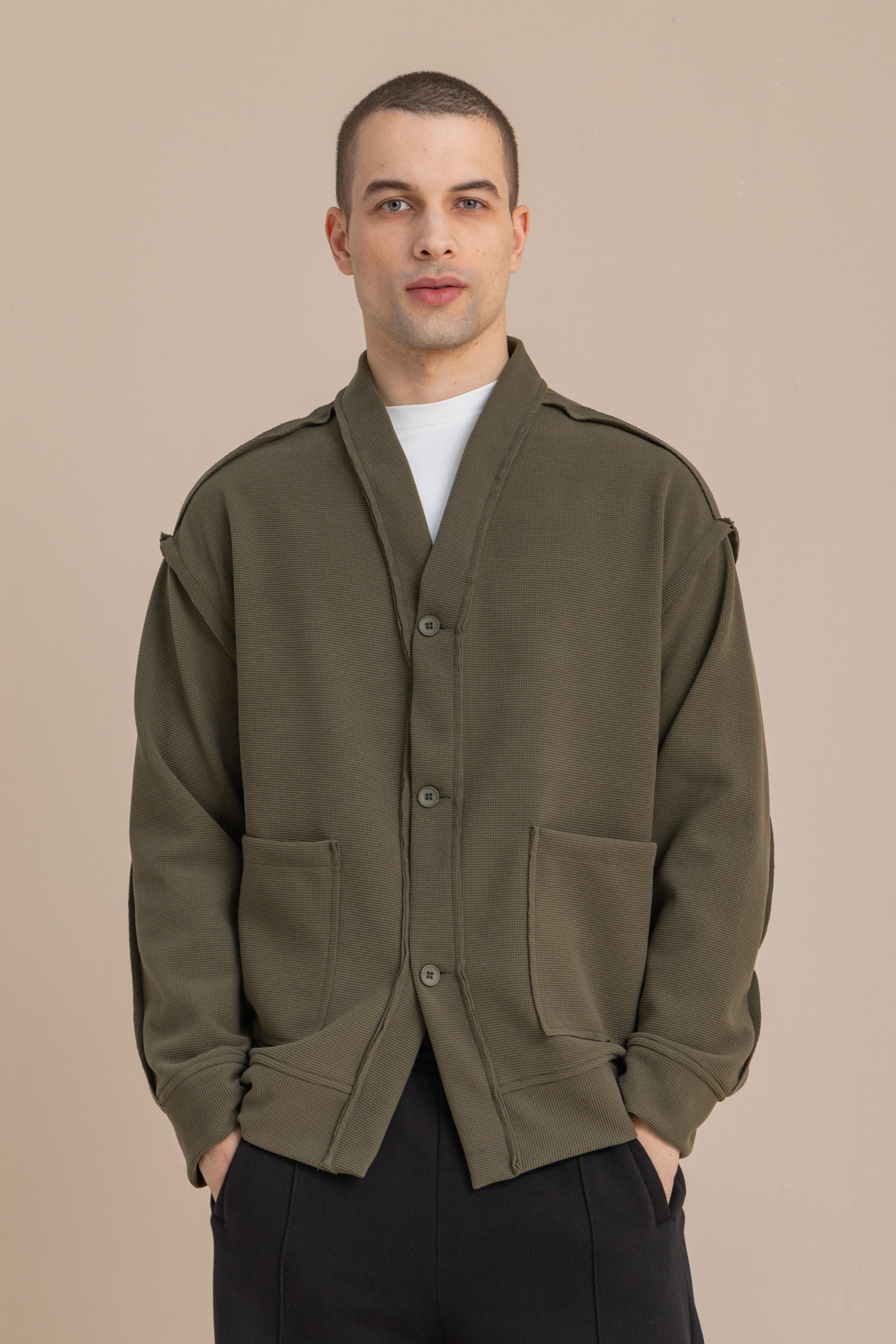 Olive Textured Cardigan