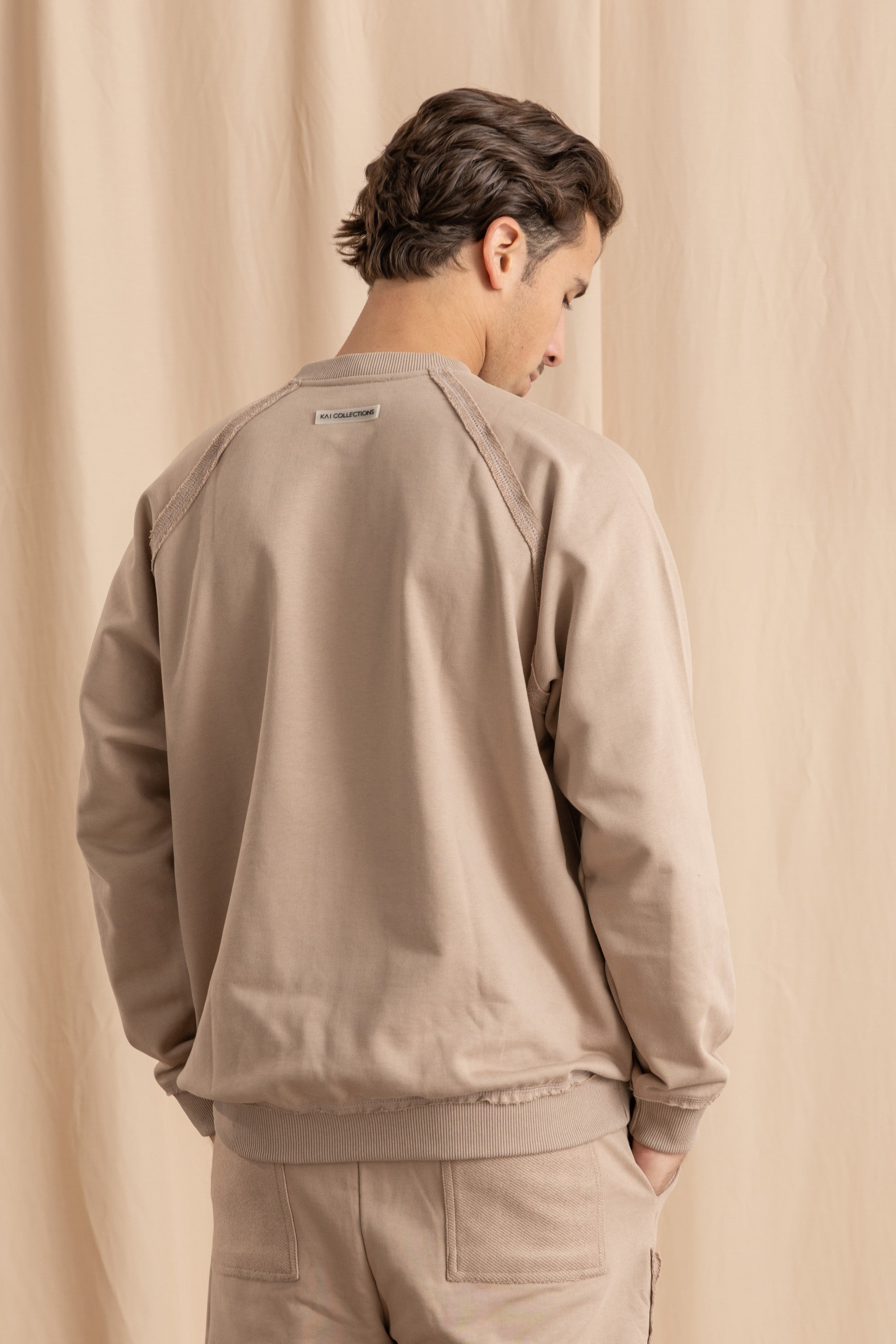 Unisex Beige Distressed Sweatshirt Unisex Beige Distressed Sweatshirt