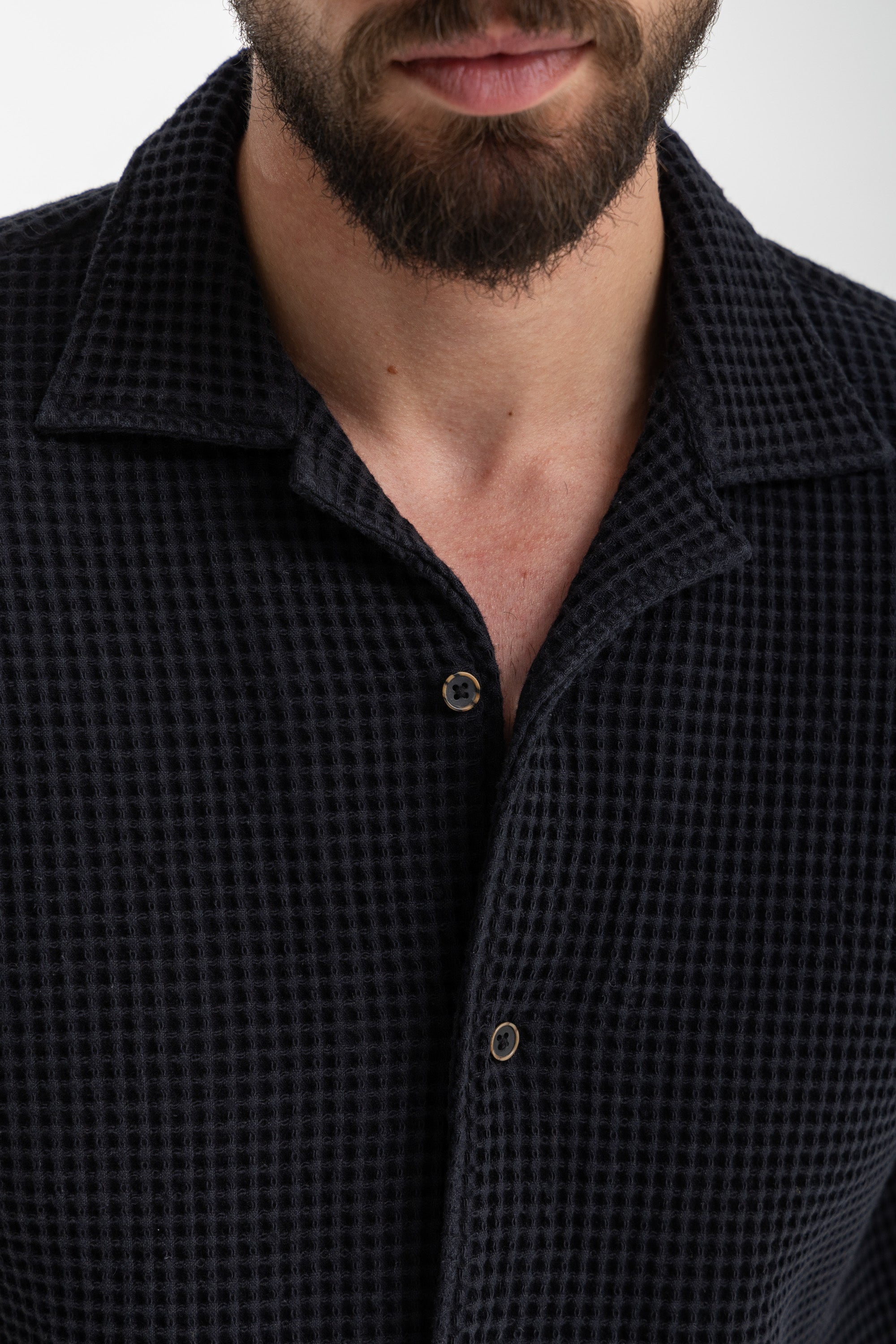 Black Waffle Texture Shirt Black Waffle Texture Shirt